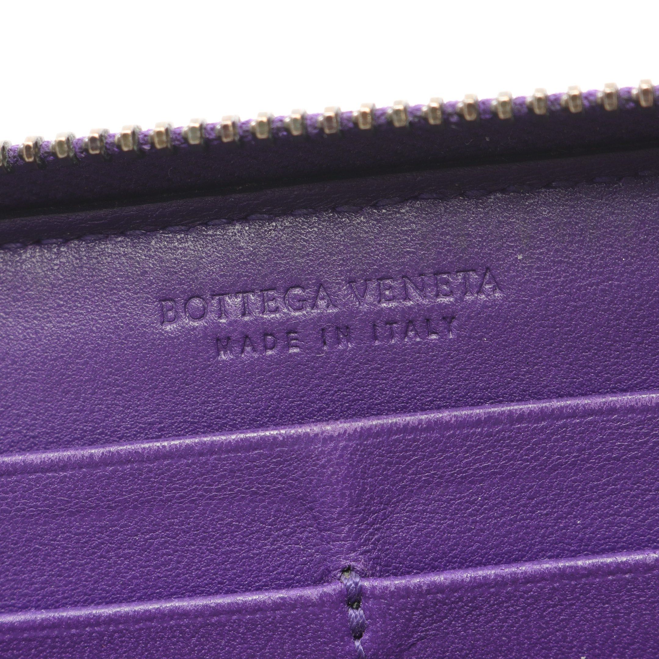 Bottega Veneta Bottega Veneta Intrecciato Round Zipper Long Wallet Leather Purple Size ONE SIZE - 4 Thumbnail