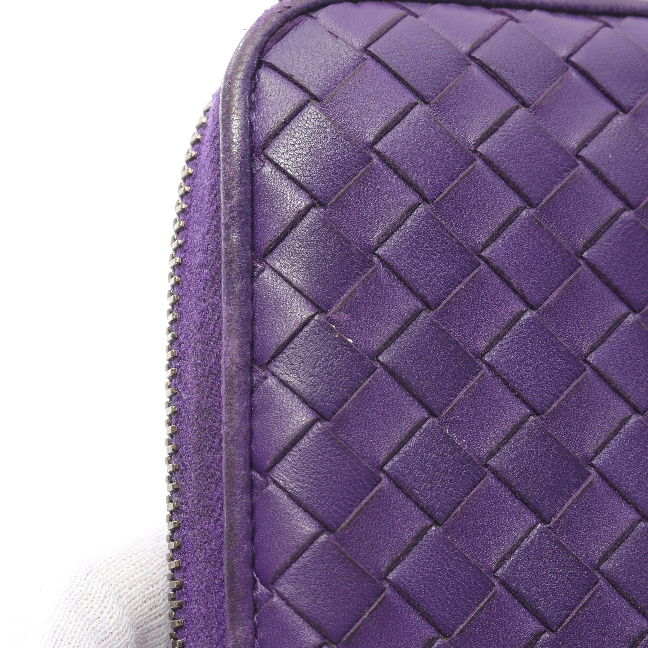 Bottega Veneta Bottega Veneta Intrecciato Round Zipper Long Wallet Leather Purple Size ONE SIZE - 9 Thumbnail