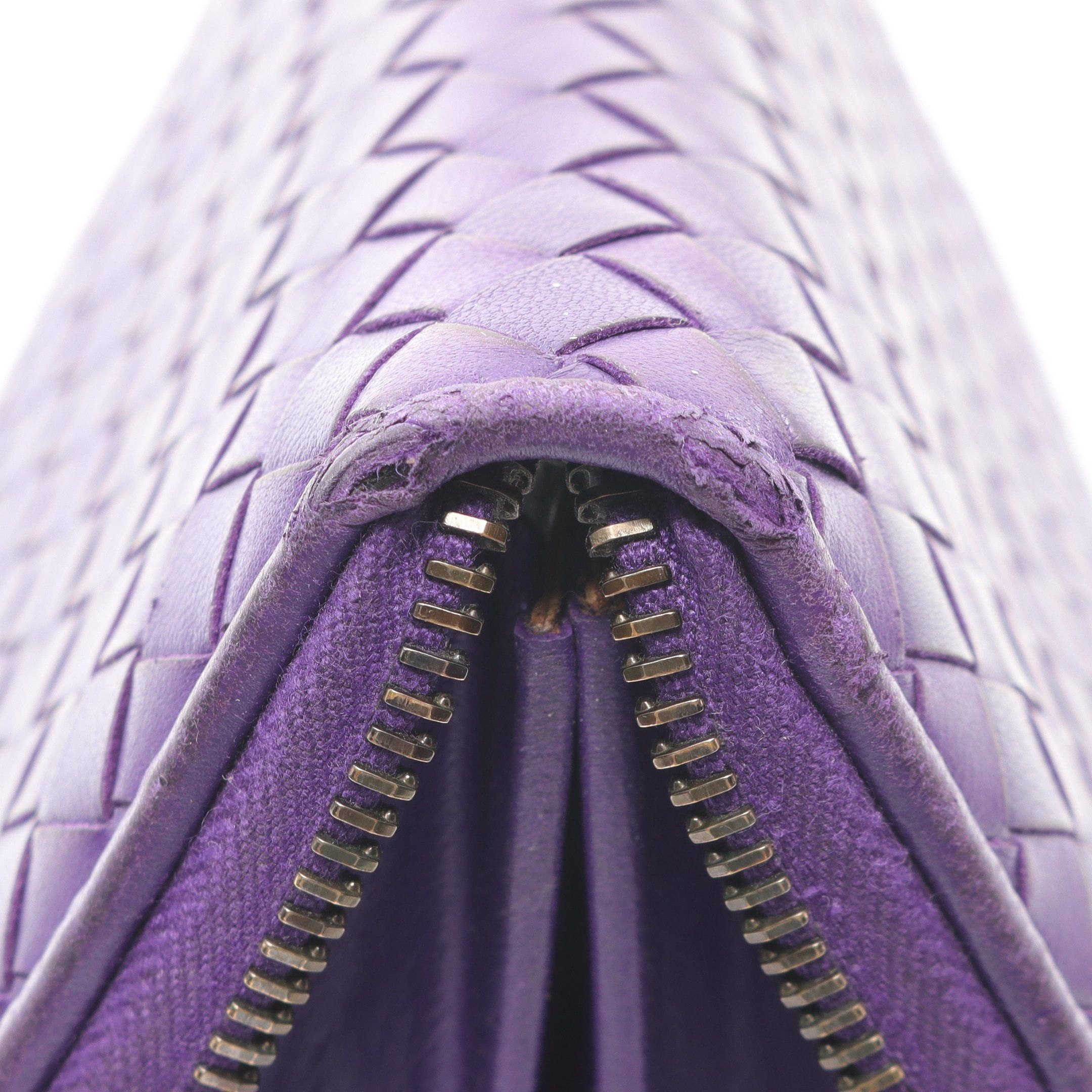 Bottega Veneta Bottega Veneta Intrecciato Round Zipper Long Wallet Leather Purple Size ONE SIZE - 7 Thumbnail