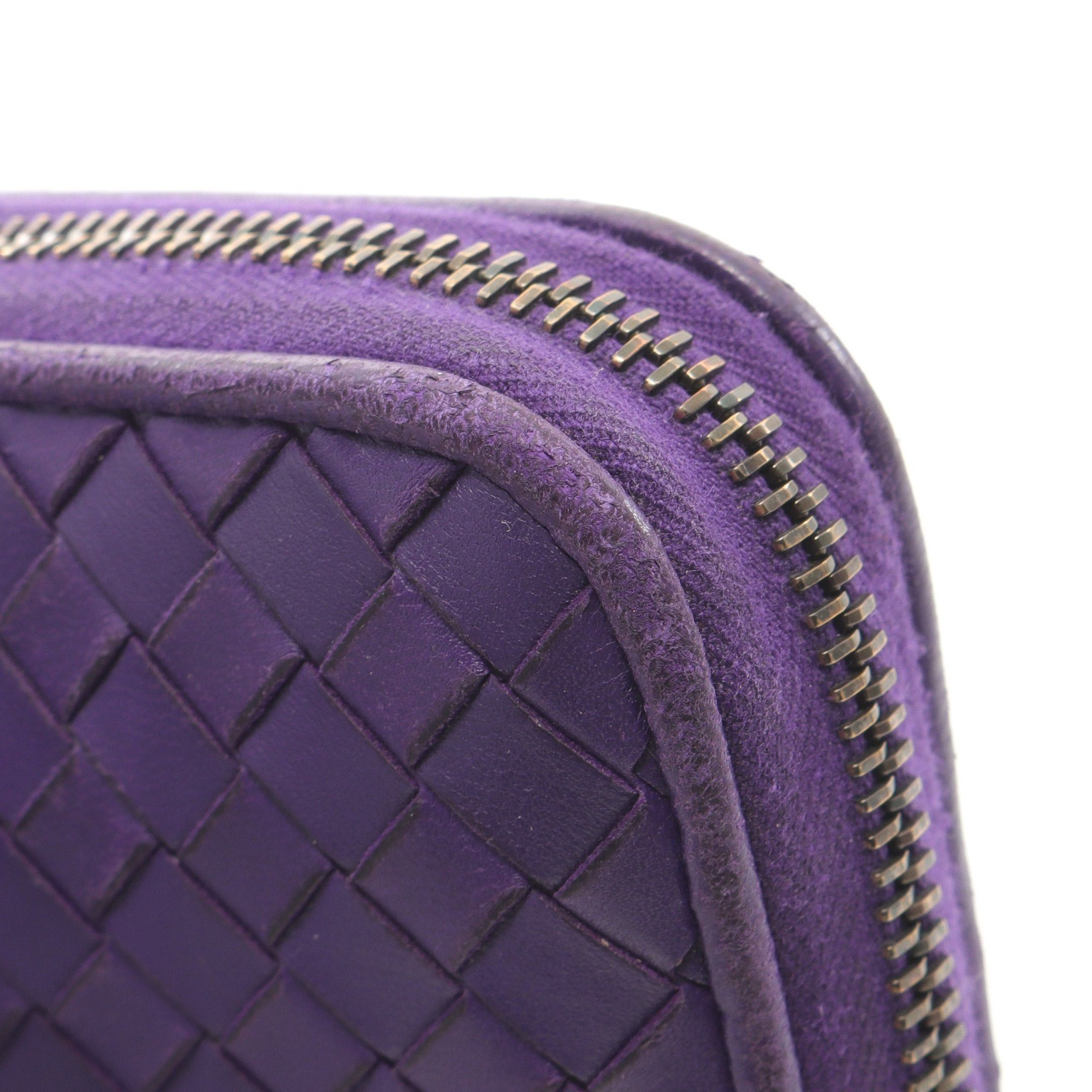 Bottega Veneta Bottega Veneta Intrecciato Round Zipper Long Wallet Leather Purple Size ONE SIZE - 8 Thumbnail