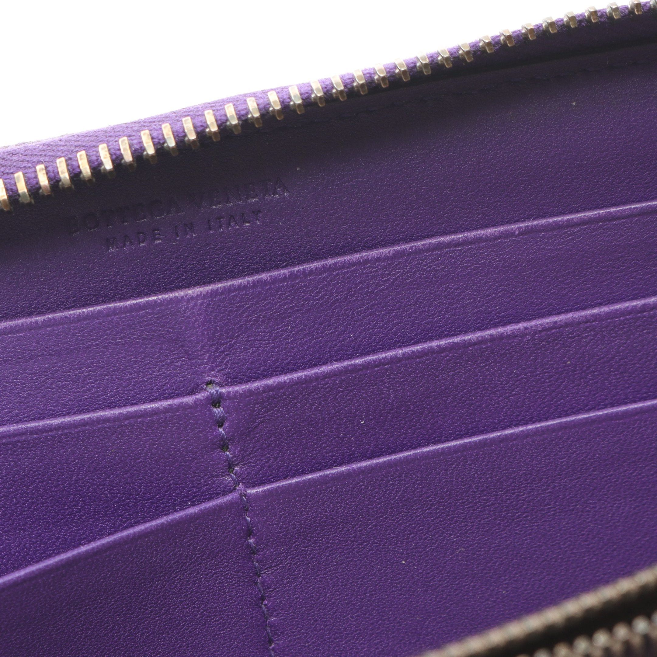 Bottega Veneta Bottega Veneta Intrecciato Round Zipper Long Wallet Leather Purple Size ONE SIZE - 11 Thumbnail