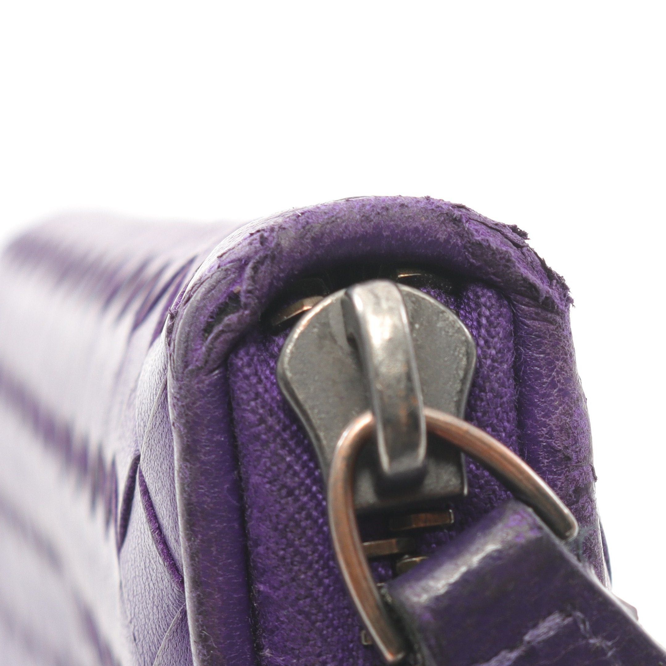 Bottega Veneta Bottega Veneta Intrecciato Round Zipper Long Wallet Leather Purple Size ONE SIZE - 6 Thumbnail