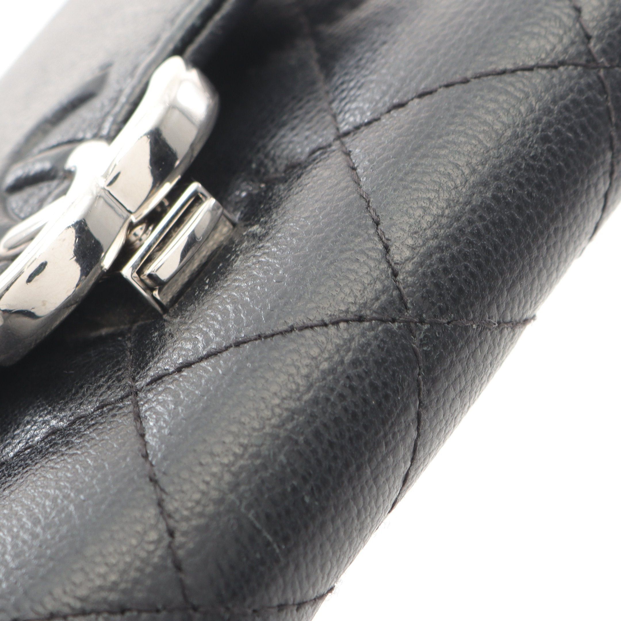 Chanel Chanel Matelasse Coco Mark Small Flap Wallet Trifold Caviar Skin Black Silver Hardware Size ONE SIZE - 12 Thumbnail