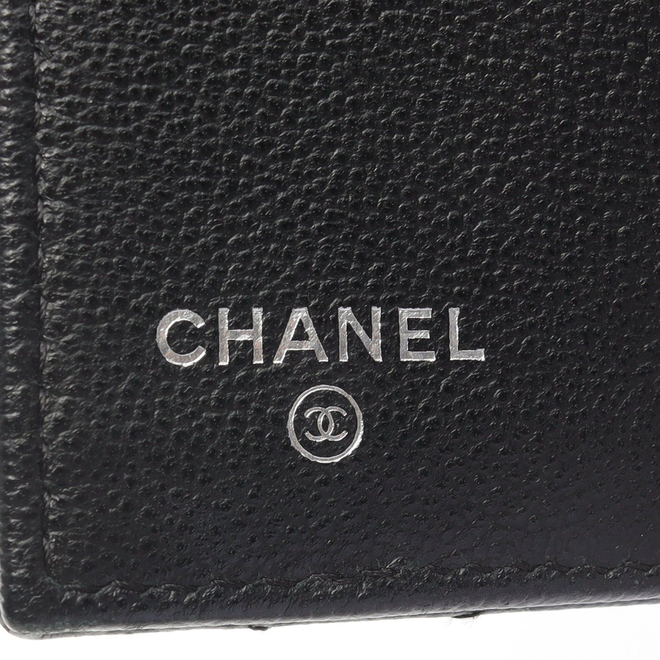 Chanel Chanel Matelasse Coco Mark Small Flap Wallet Trifold Caviar Skin Black Silver Hardware Size ONE SIZE - 4 Thumbnail