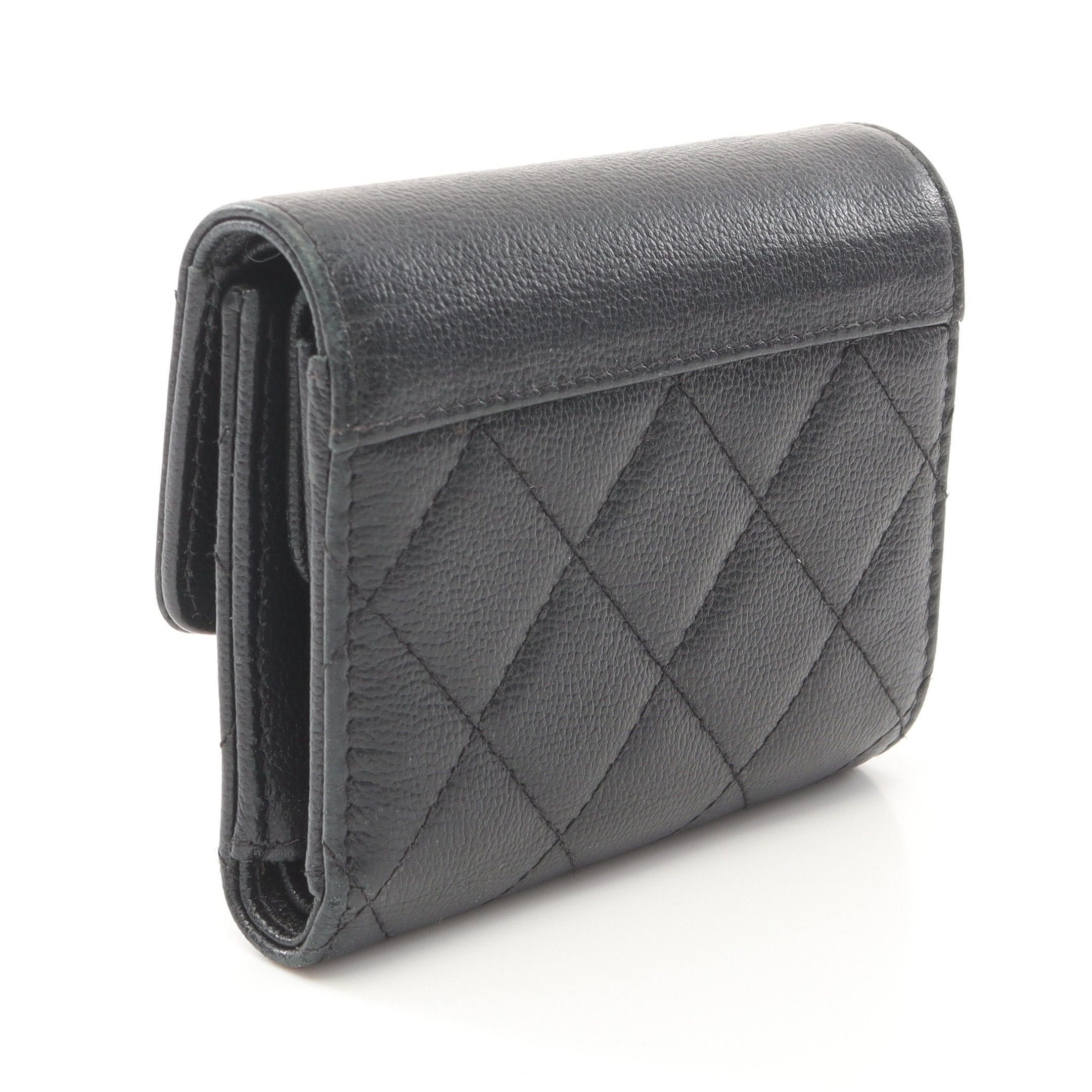 Chanel Chanel Matelasse Coco Mark Small Flap Wallet Trifold Caviar Skin Black Silver Hardware Size ONE SIZE - 2 Thumbnail
