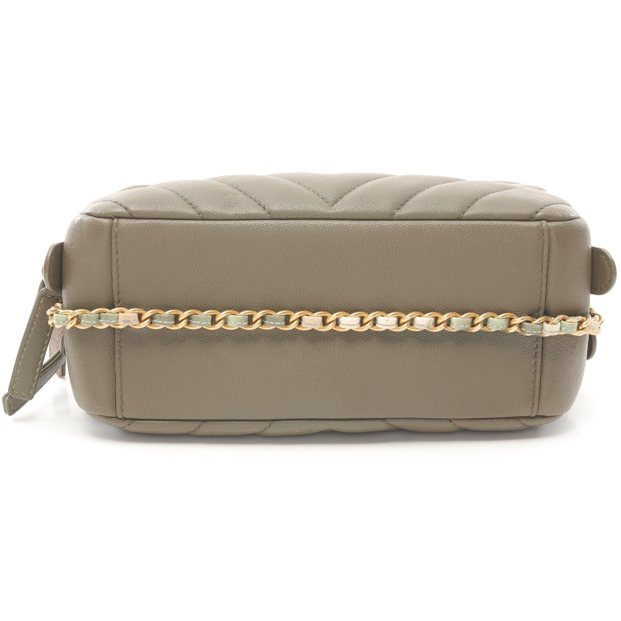 Chanel Chanel Chevron V-Stitch Chain Shoulder Bag Lambskin Khaki Green Gold Hardware Size ONE SIZE - 8 Thumbnail