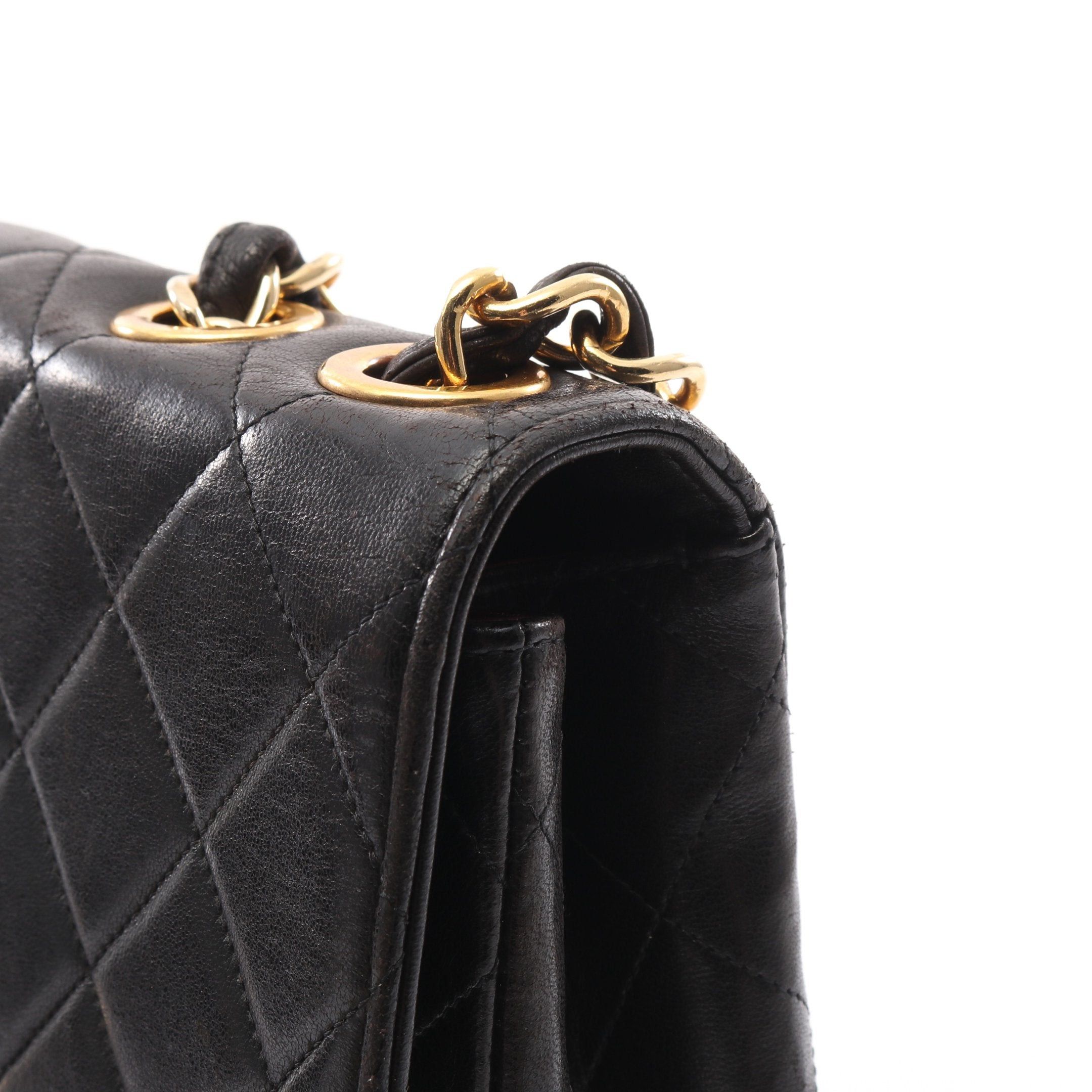 Chanel Chanel Decamatlassé 30 Single Flap Double Chain Shoulder Bag Lambskin Black Gold Hardware Size ONE SIZE - 10 Thumbnail