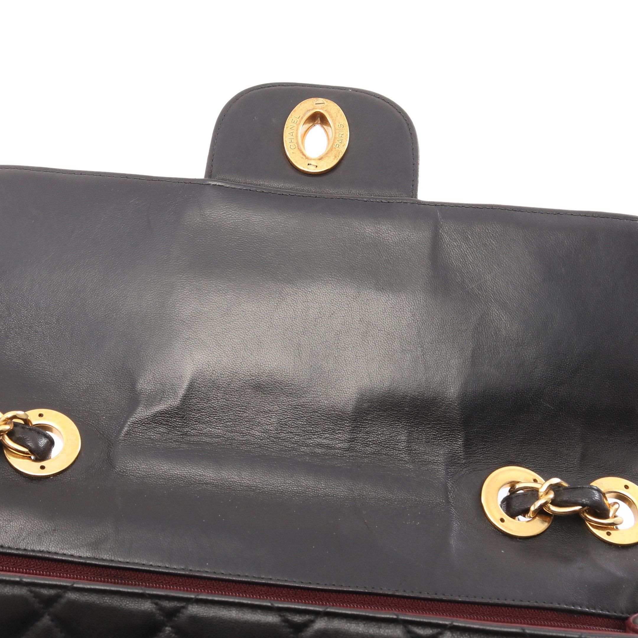 Chanel Chanel Decamatlassé 30 Single Flap Double Chain Shoulder Bag Lambskin Black Gold Hardware Size ONE SIZE - 12 Thumbnail