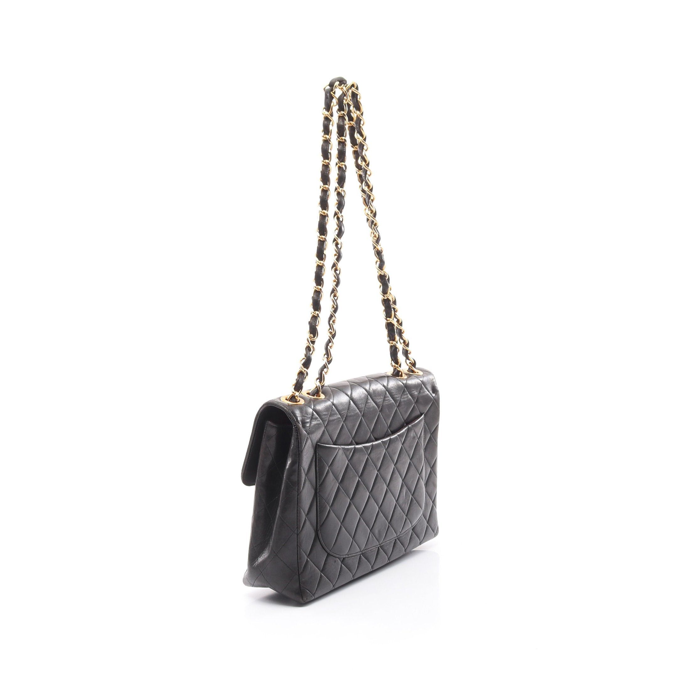 Chanel Chanel Decamatlassé 30 Single Flap Double Chain Shoulder Bag Lambskin Black Gold Hardware Size ONE SIZE - 2 Thumbnail