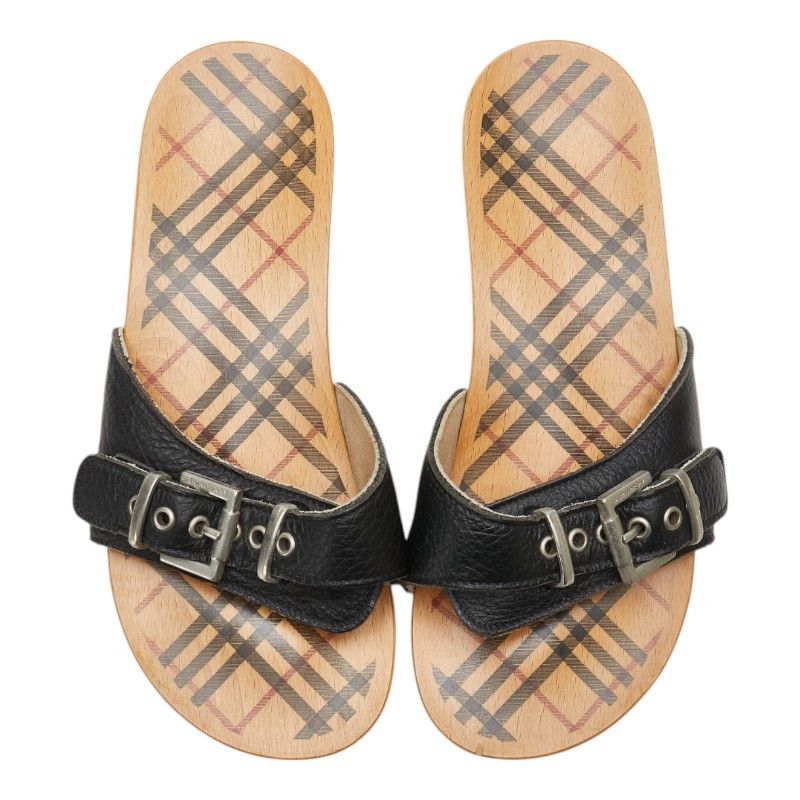 Burberry Burberry Burberry Nova Check Wood Leather Sandals Leather Other Size ONE SIZE - 7 Thumbnail