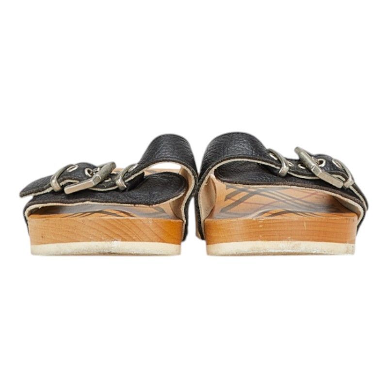 Burberry Burberry Burberry Nova Check Wood Leather Sandals Leather Other Size ONE SIZE - 2 Thumbnail
