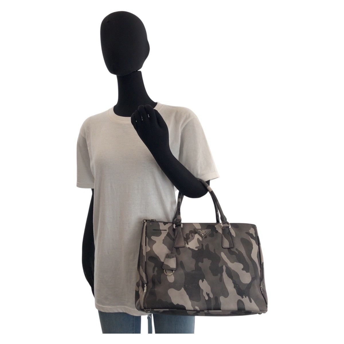 Prada Prada Prada Saffiano Triangle Logo Plate Leather Handbag Leather Handbag Size ONE SIZE - 6 Thumbnail