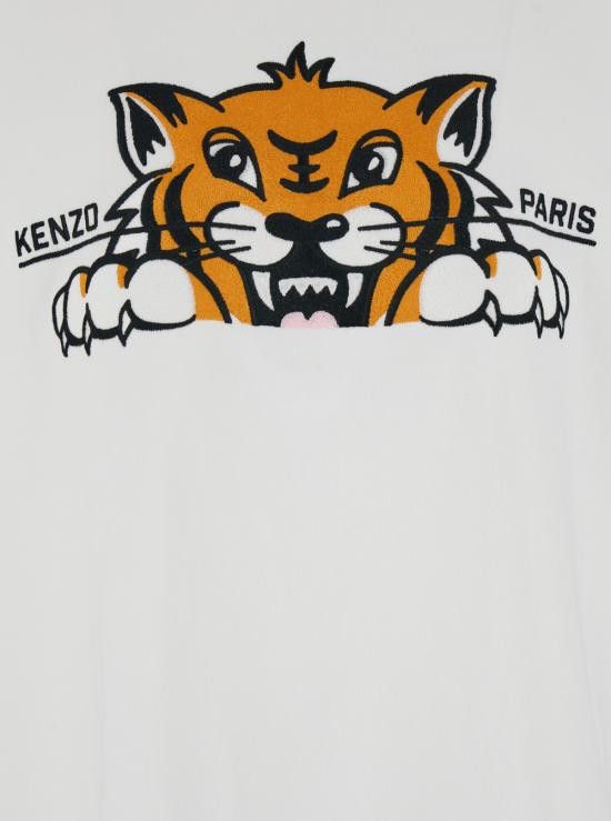 Tシャツ・カットソー KENZO Men Tops FF55TS5264SI02 WHITE KENZO Pop' embroidered oversized T-shirt in cotton | Men's