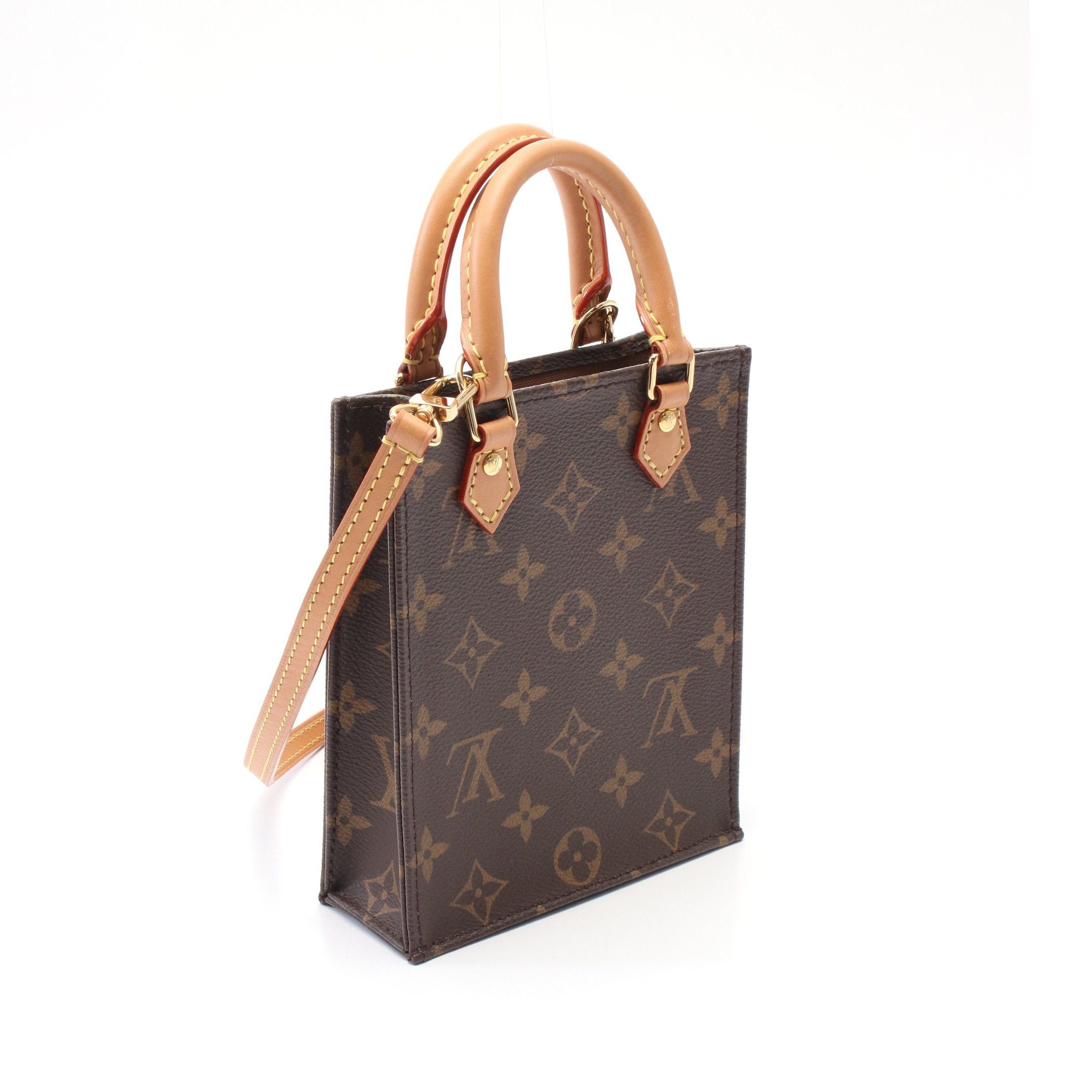 Louis Vuitton Louis Vuitton Petite Sac Plat Monogram Handbag Leather Brown Size ONE SIZE - 2 Thumbnail