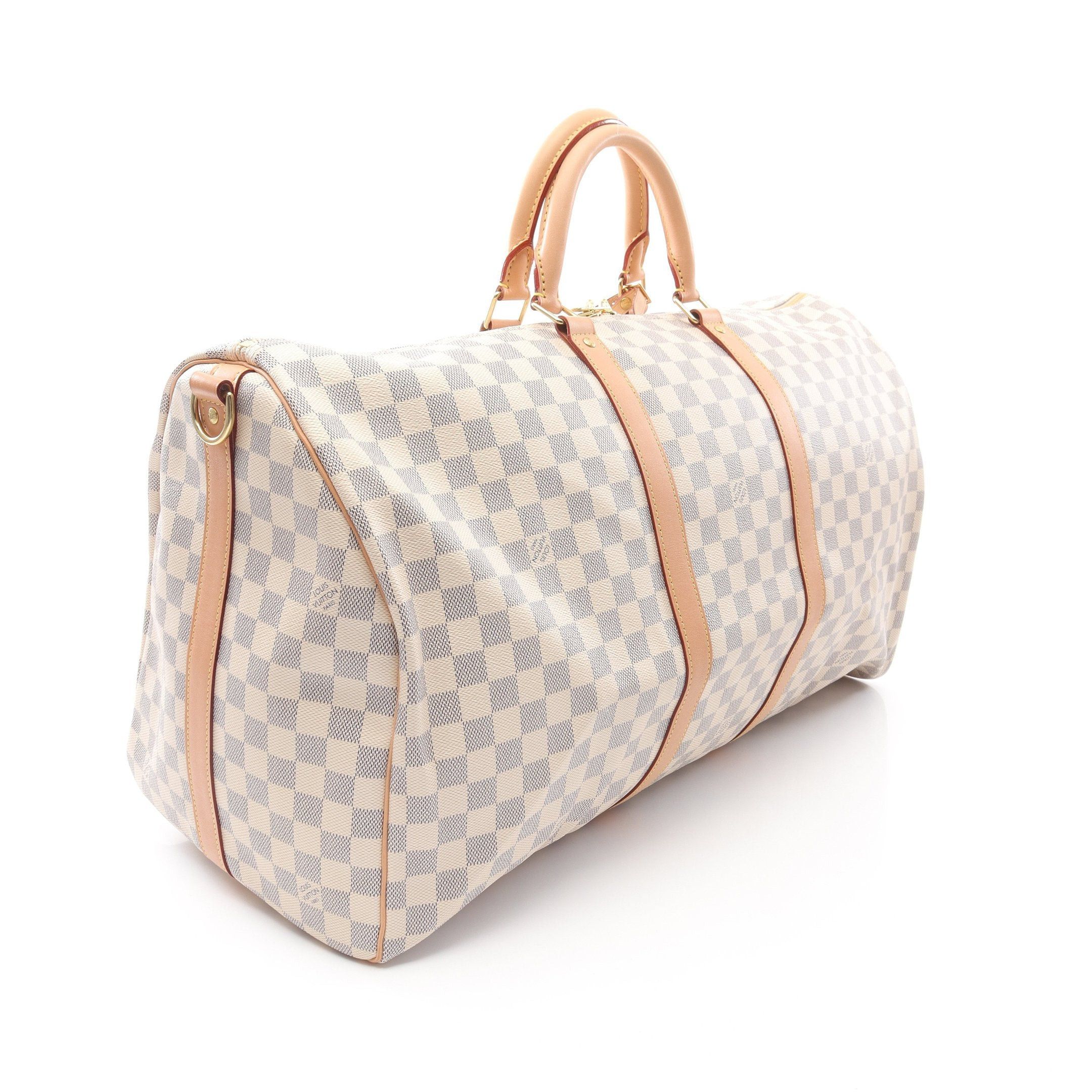 Louis Vuitton Louis Vuitton Keepall 55 Damier Azur Boston Bag Leather White Size ONE SIZE - 2 Thumbnail