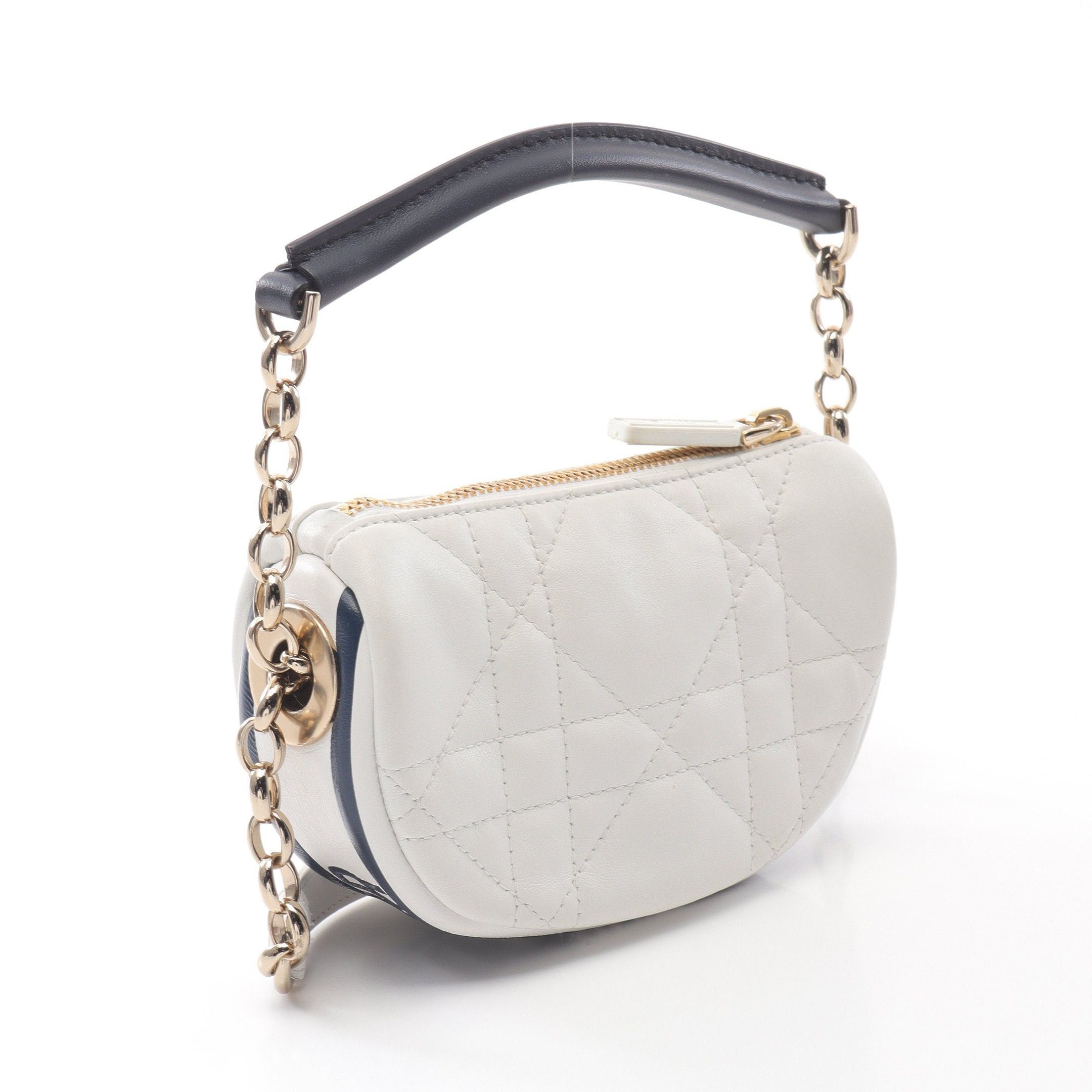 Dior Dior Vibe Micro Chain Shoulder Bag Leather White Dark Navy Size ONE SIZE - 2 Thumbnail