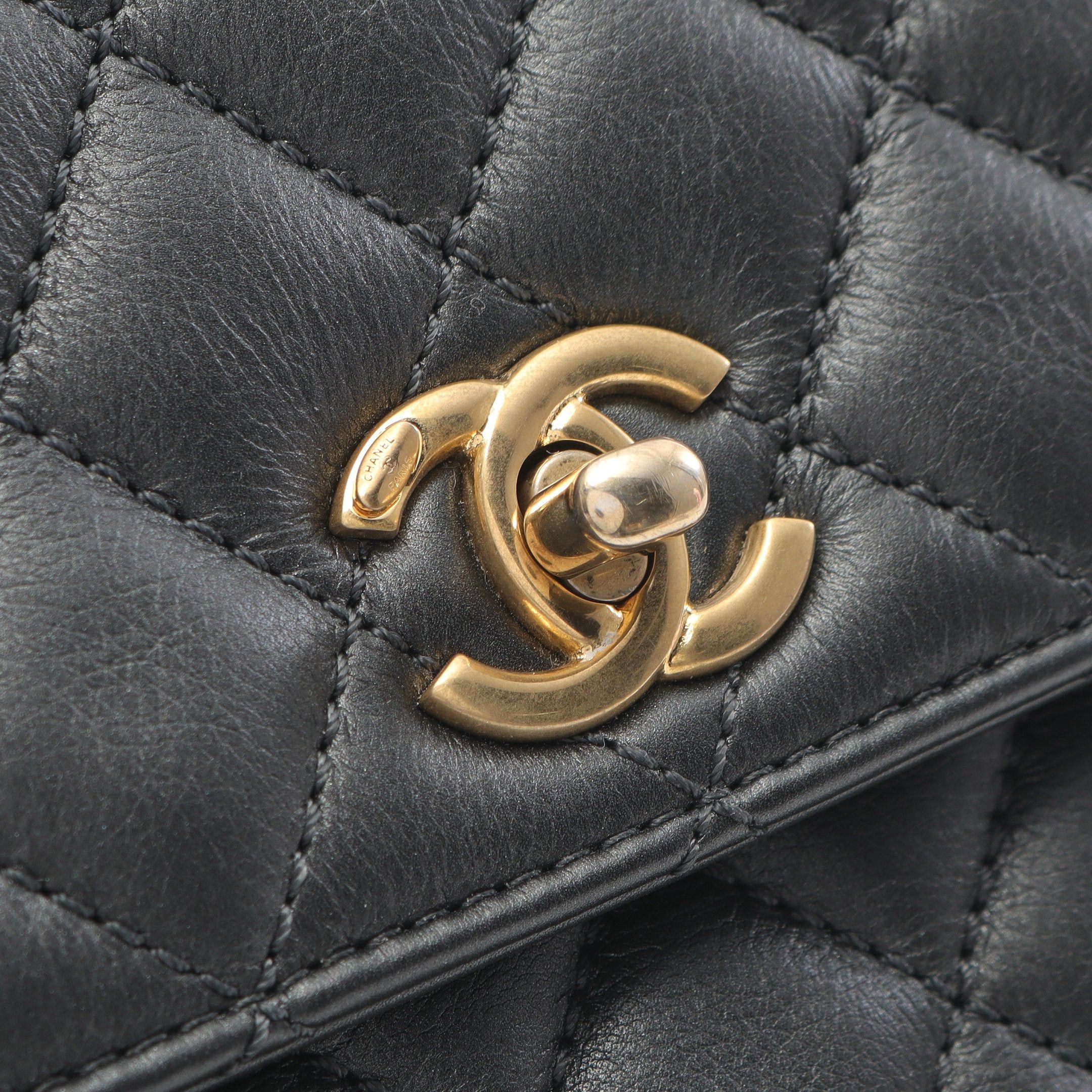 Chanel Chanel Coco Handle Flap Matelasse Handbag Lambskin Black Gold Hardware Size ONE SIZE - 9 Thumbnail