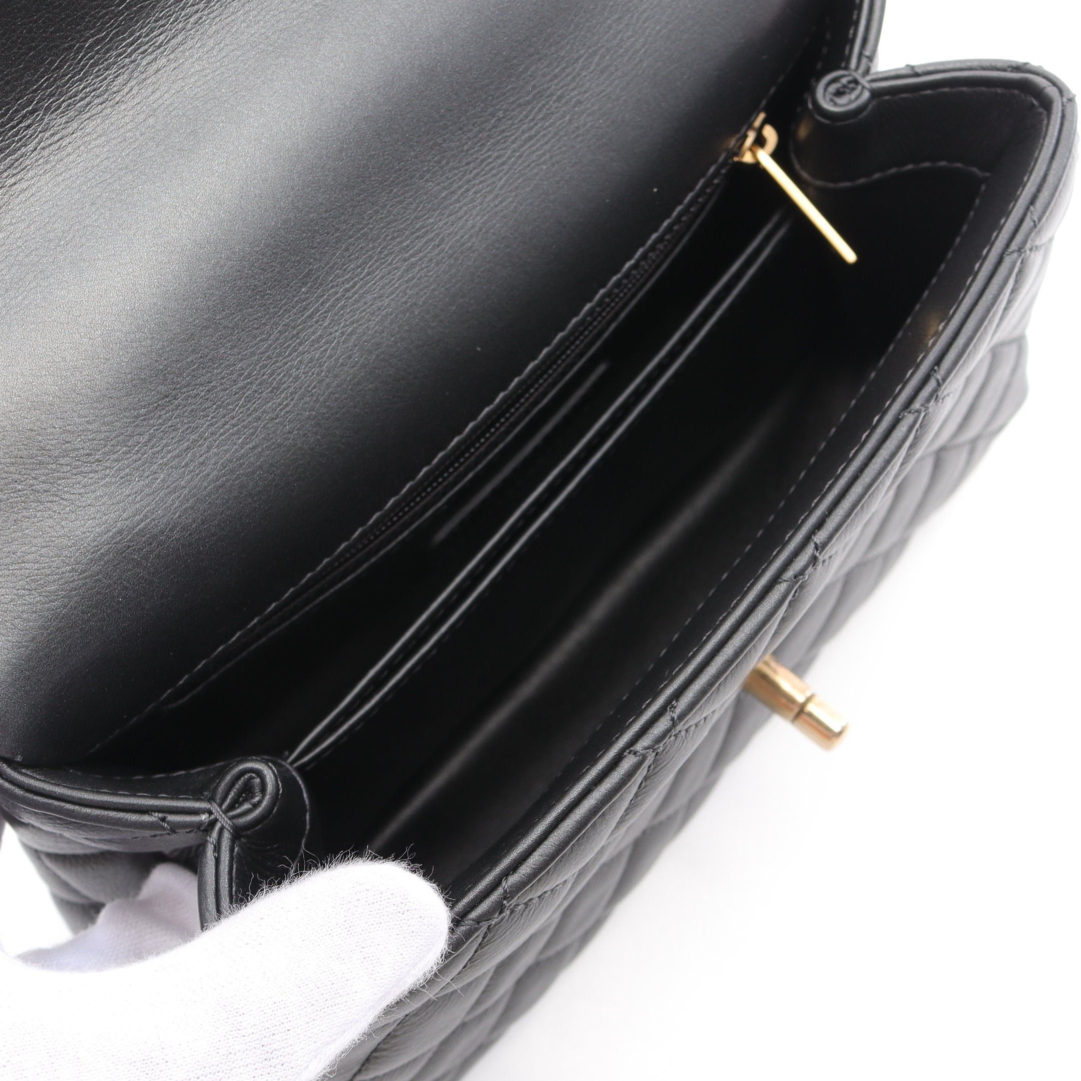 Chanel Chanel Coco Handle Flap Matelasse Handbag Lambskin Black Gold Hardware Size ONE SIZE - 3 Thumbnail