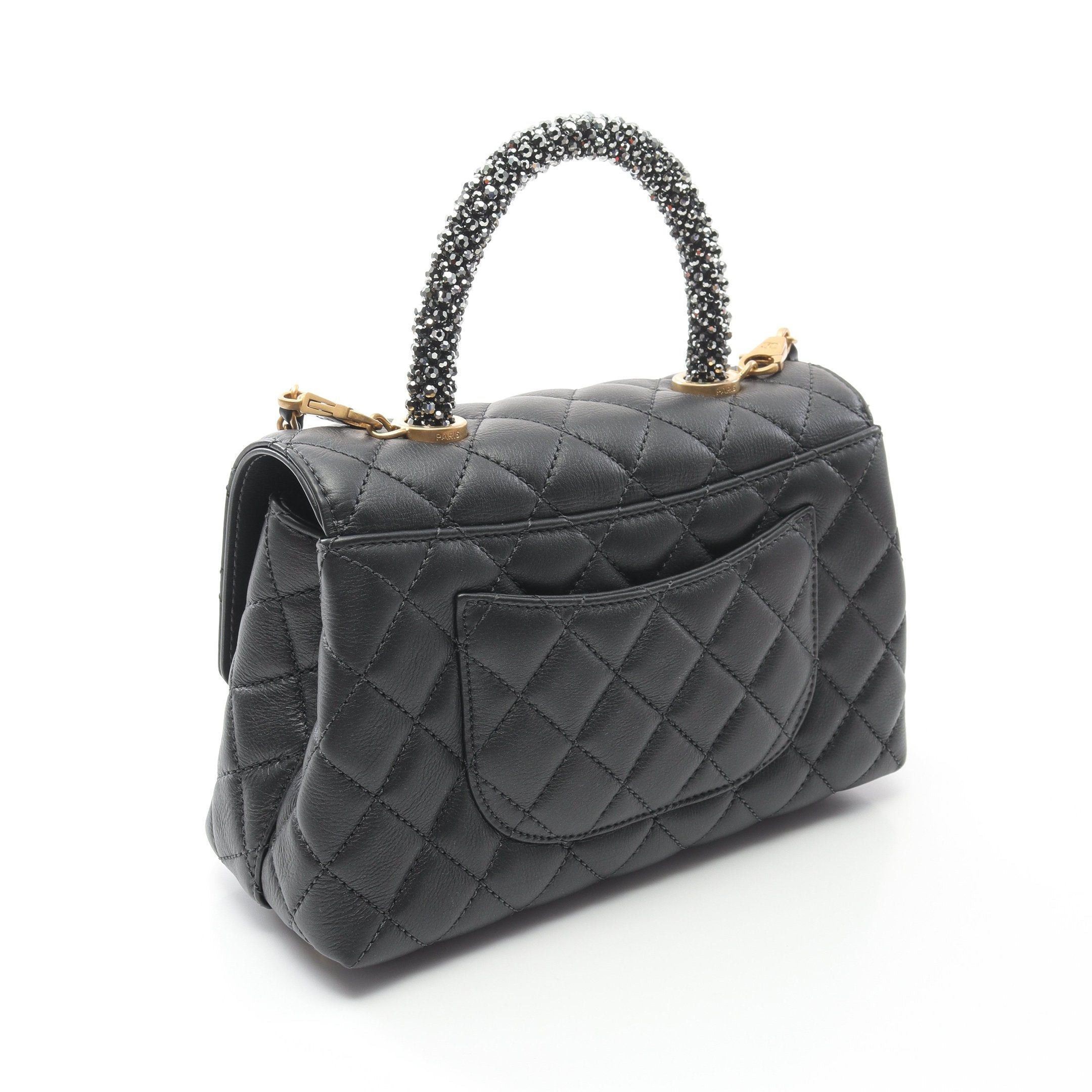 Chanel Chanel Coco Handle Flap Matelasse Handbag Lambskin Black Gold Hardware Size ONE SIZE - 2 Thumbnail