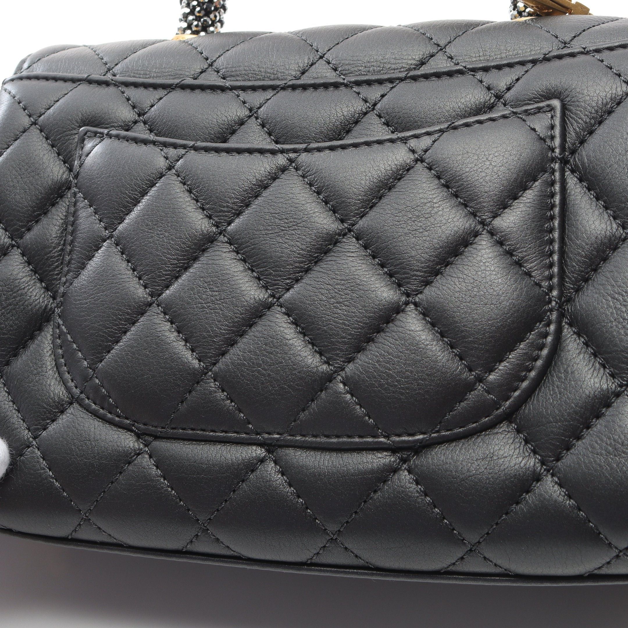 Chanel Chanel Coco Handle Flap Matelasse Handbag Lambskin Black Gold Hardware Size ONE SIZE - 7 Thumbnail
