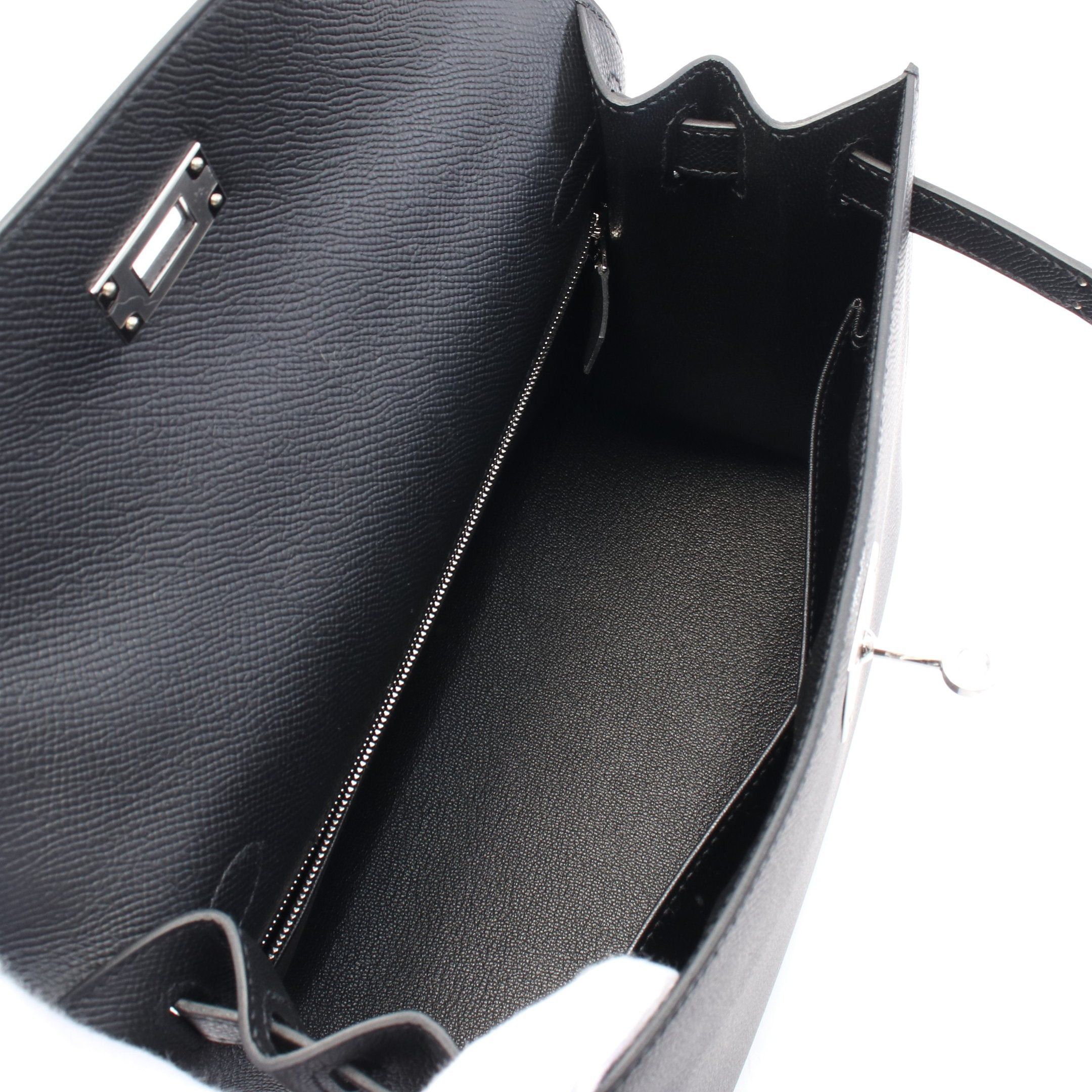 Hermes Hermes Kelly28 Handbag Veau Epsom Black Silver Hardware Outside Sewing K Stamp Size ONE SIZE - 3 Thumbnail