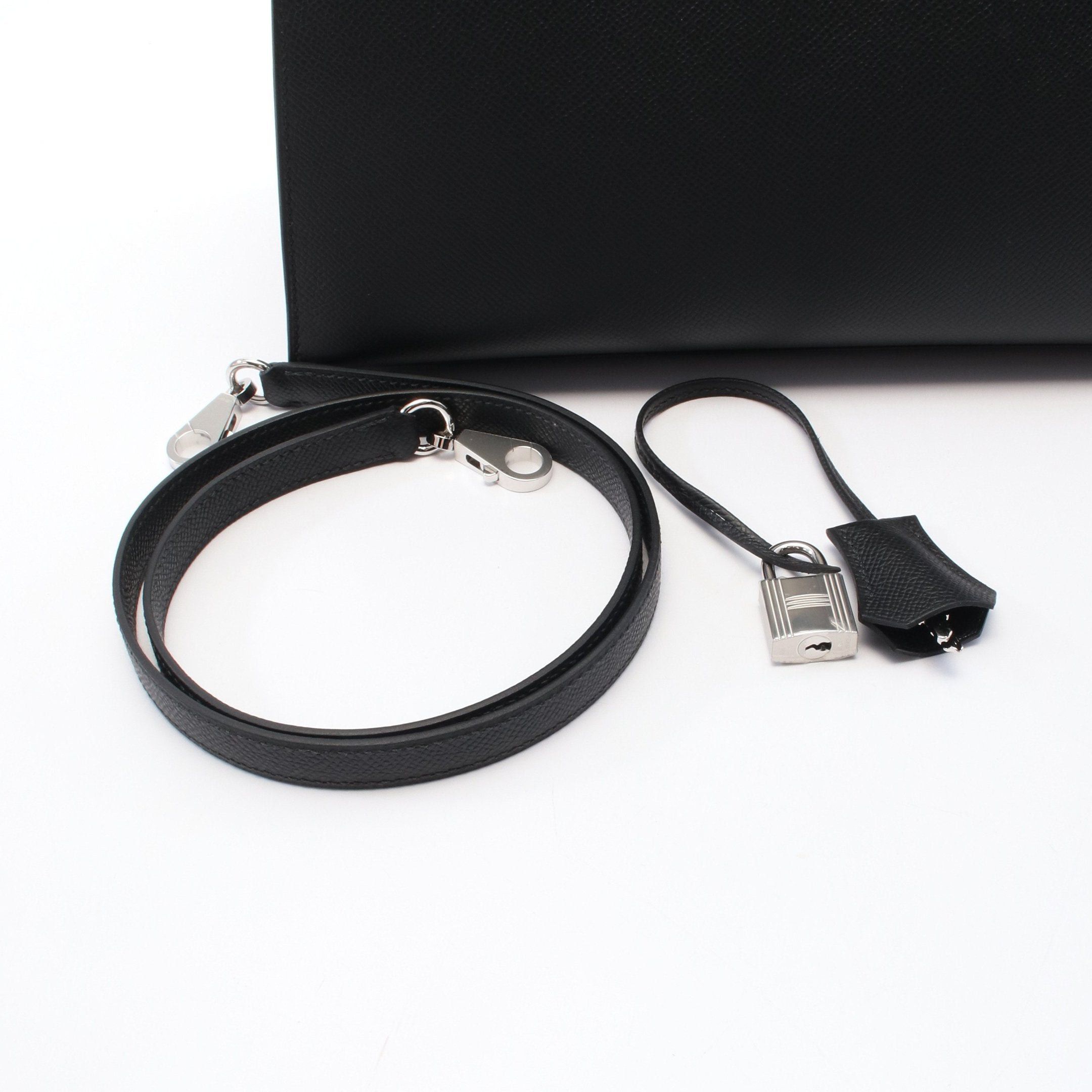 Hermes Hermes Kelly28 Handbag Veau Epsom Black Silver Hardware Outside Sewing K Stamp Size ONE SIZE - 6 Thumbnail