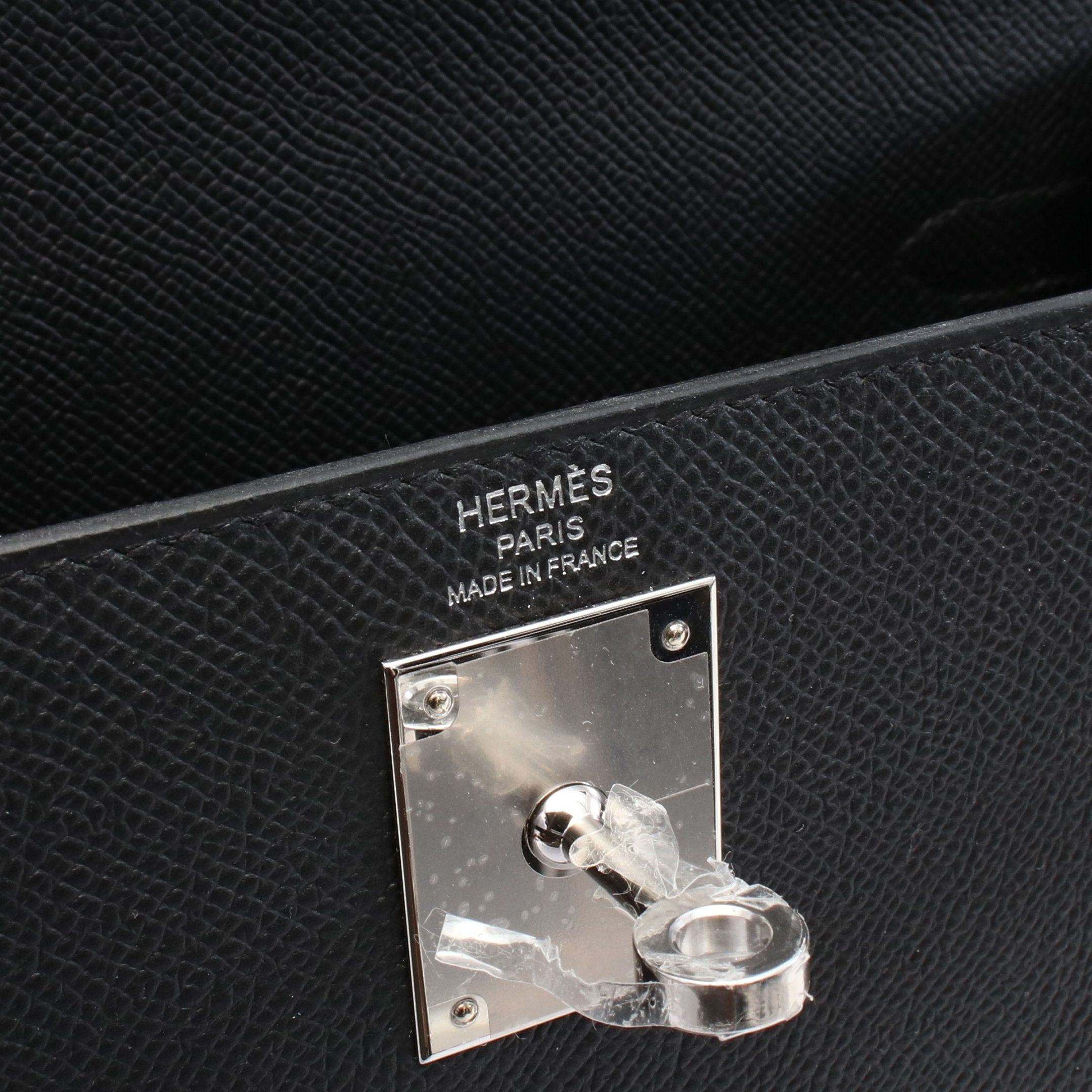 Hermes Hermes Kelly28 Handbag Veau Epsom Black Silver Hardware Outside Sewing K Stamp Size ONE SIZE - 4 Thumbnail
