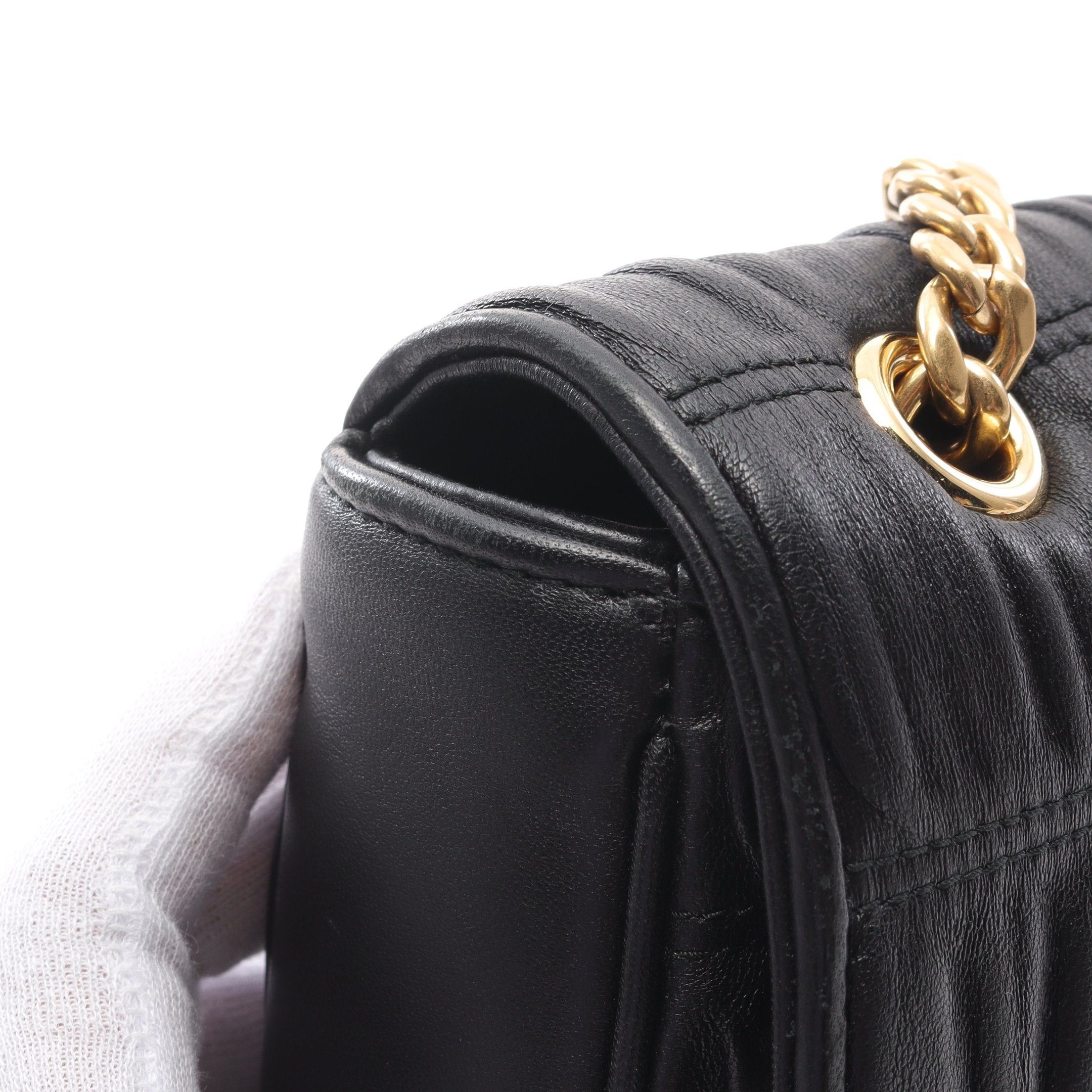 Prada Prada Nappa Double Chain Shoulder Bag Leather Black Size ONE SIZE - 10 Thumbnail