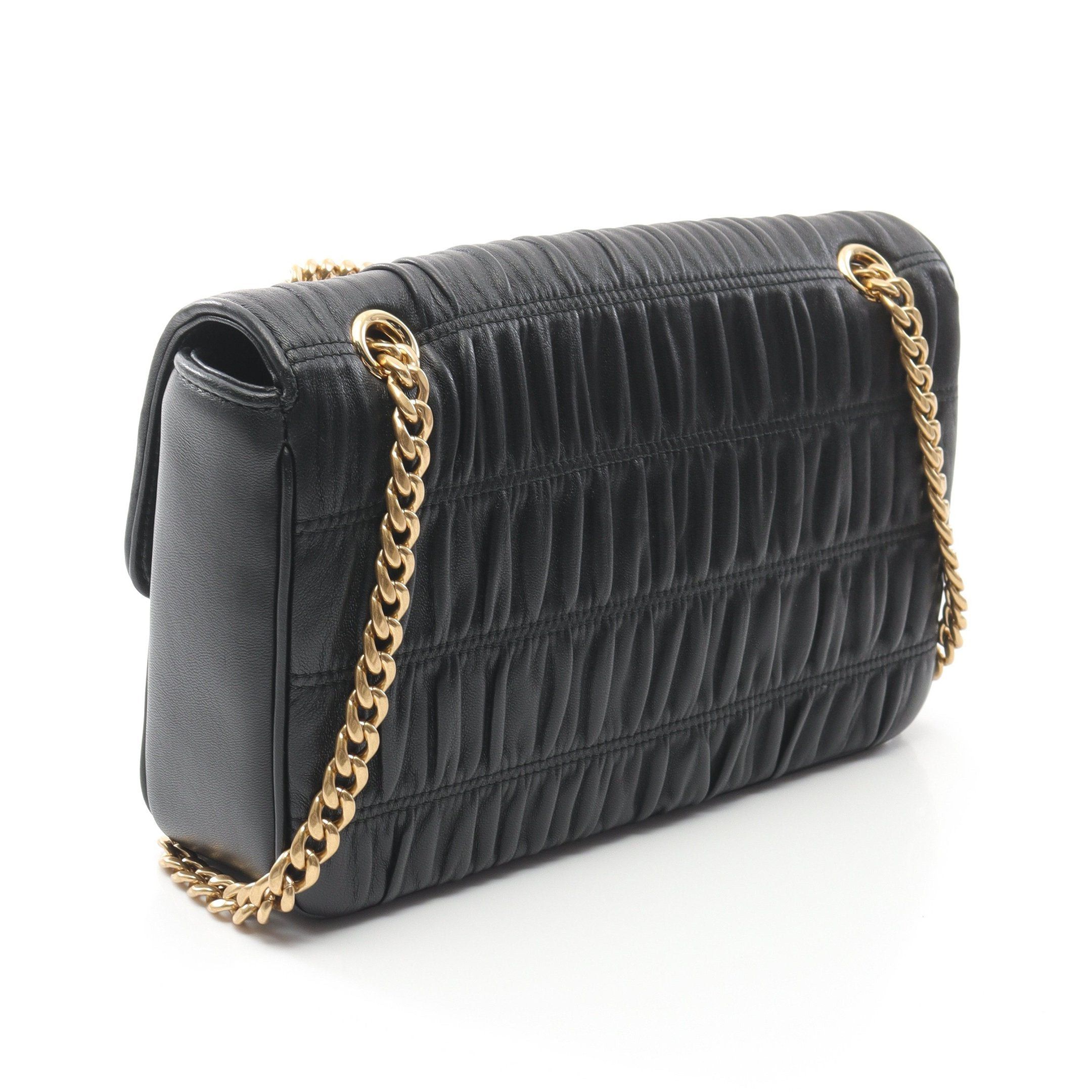Prada Prada Nappa Double Chain Shoulder Bag Leather Black Size ONE SIZE - 2 Thumbnail