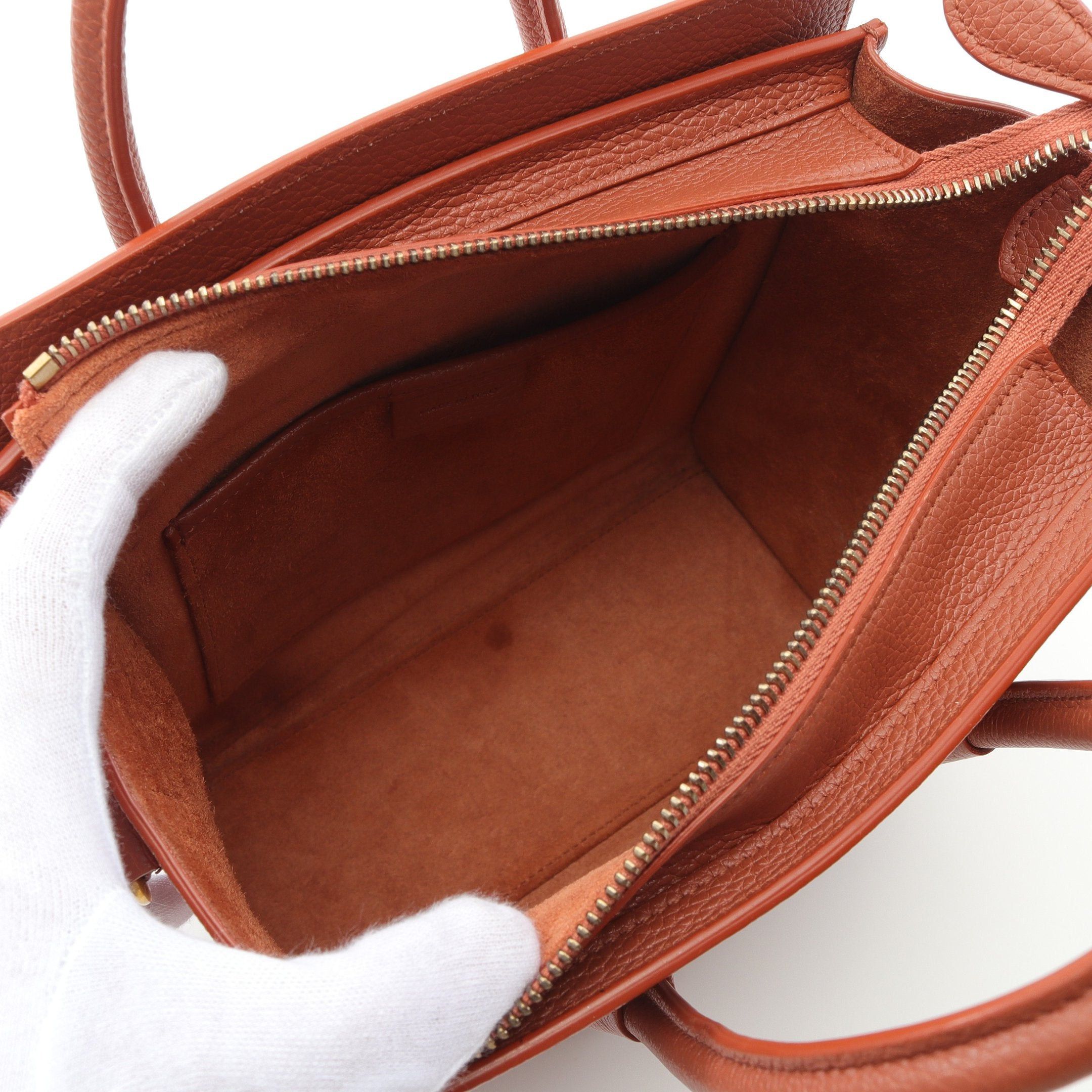 Celine Celine Luggage Nano Shopper Handbag Leather Orange Brown Size ONE SIZE - 3 Thumbnail