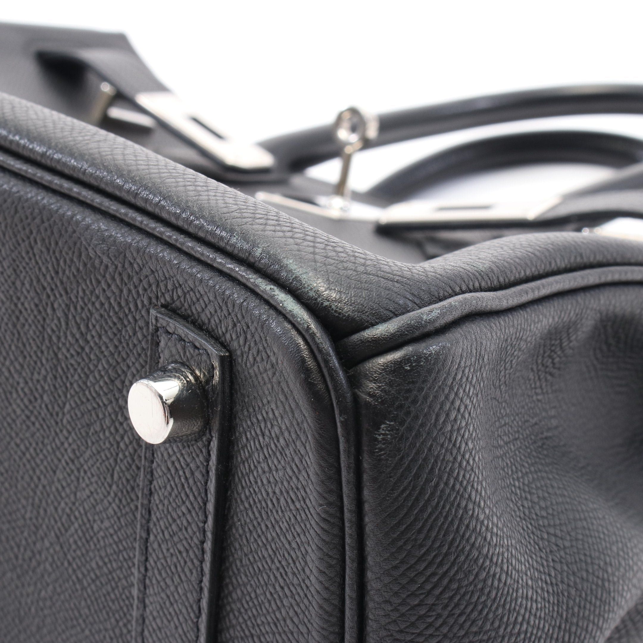 Hermes Hermes Birkin 30 Handbag Veau Epsom Black Silver Hardware □M Stamp (Manufactured Around 2009) Size ONE SIZE - 9 Thumbnail