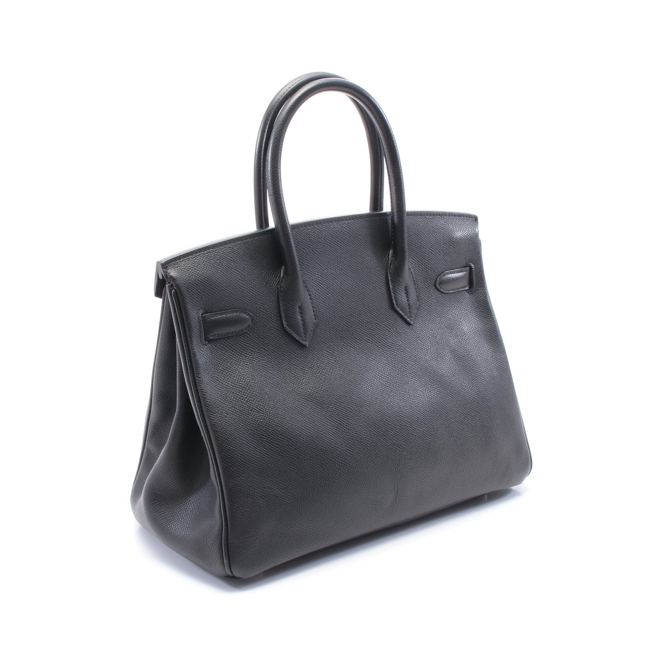Hermes Hermes Birkin 30 Handbag Veau Epsom Black Silver Hardware □M Stamp (Manufactured Around 2009) Size ONE SIZE - 2 Thumbnail