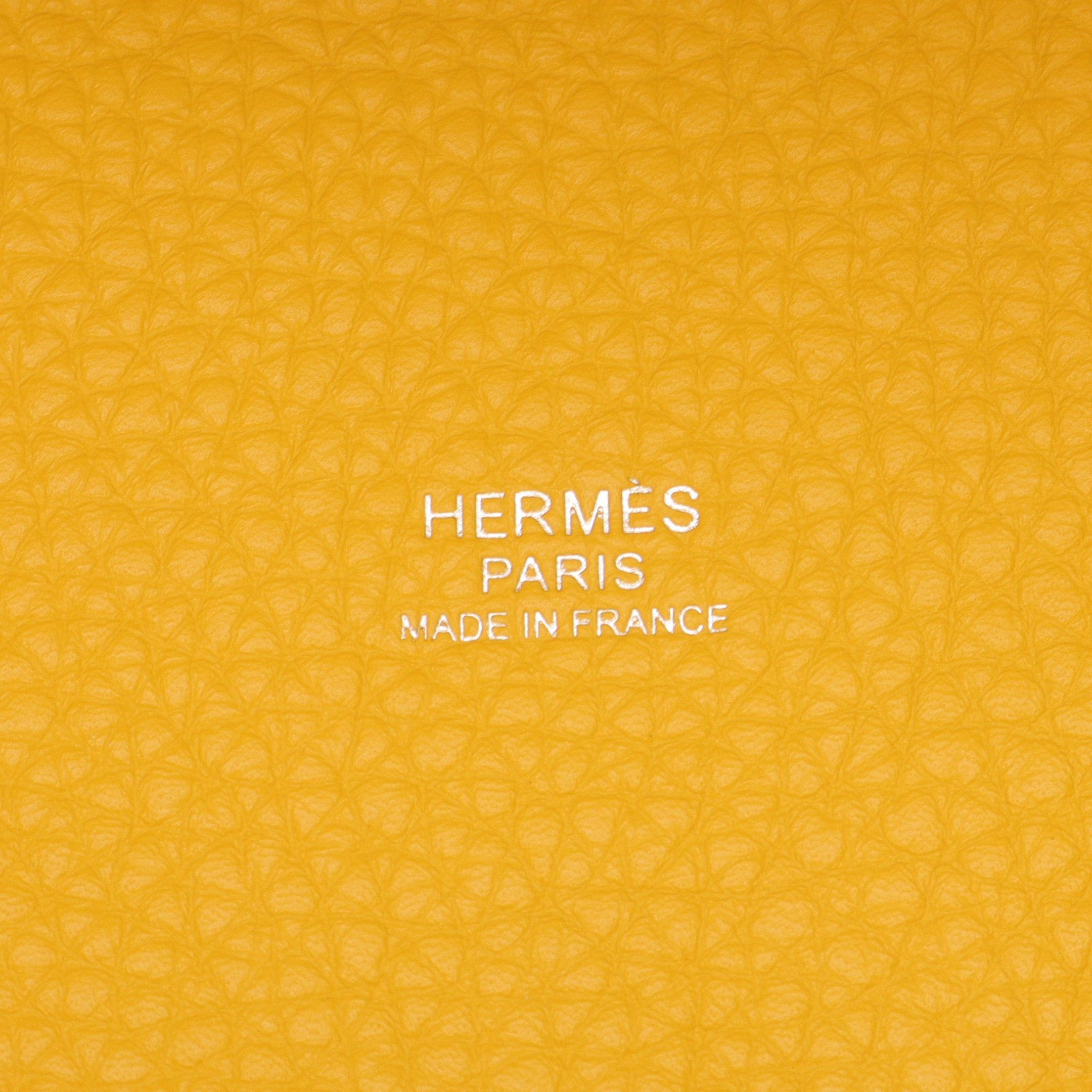 Hermes Hermes Picotan Lock Pm Sun Handbag Clemence Leather Yellow Silver Hardware Double Engraved Size ONE SIZE - 4 Thumbnail