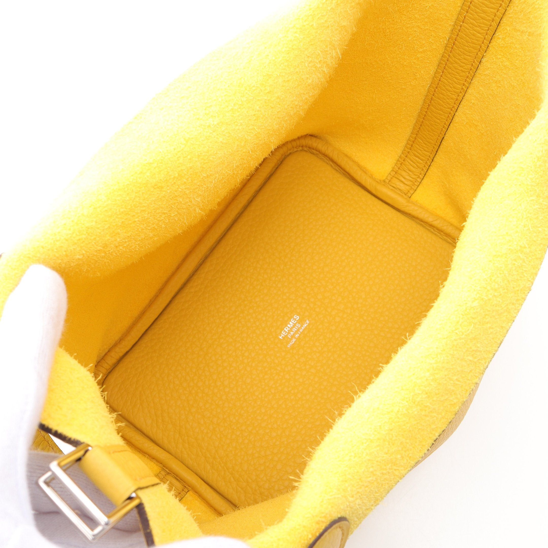 Hermes Hermes Picotan Lock Pm Sun Handbag Clemence Leather Yellow Silver Hardware Double Engraved Size ONE SIZE - 3 Thumbnail