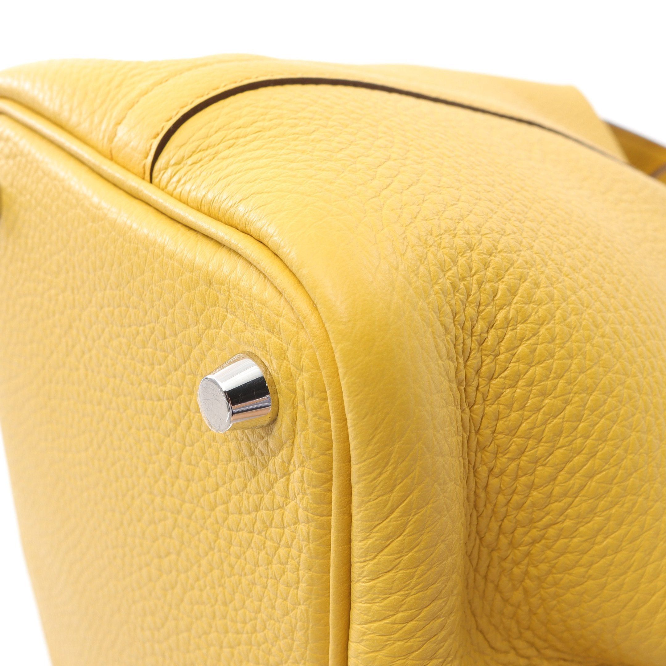 Hermes Hermes Picotan Lock Pm Sun Handbag Clemence Leather Yellow Silver Hardware Double Engraved Size ONE SIZE - 7 Thumbnail