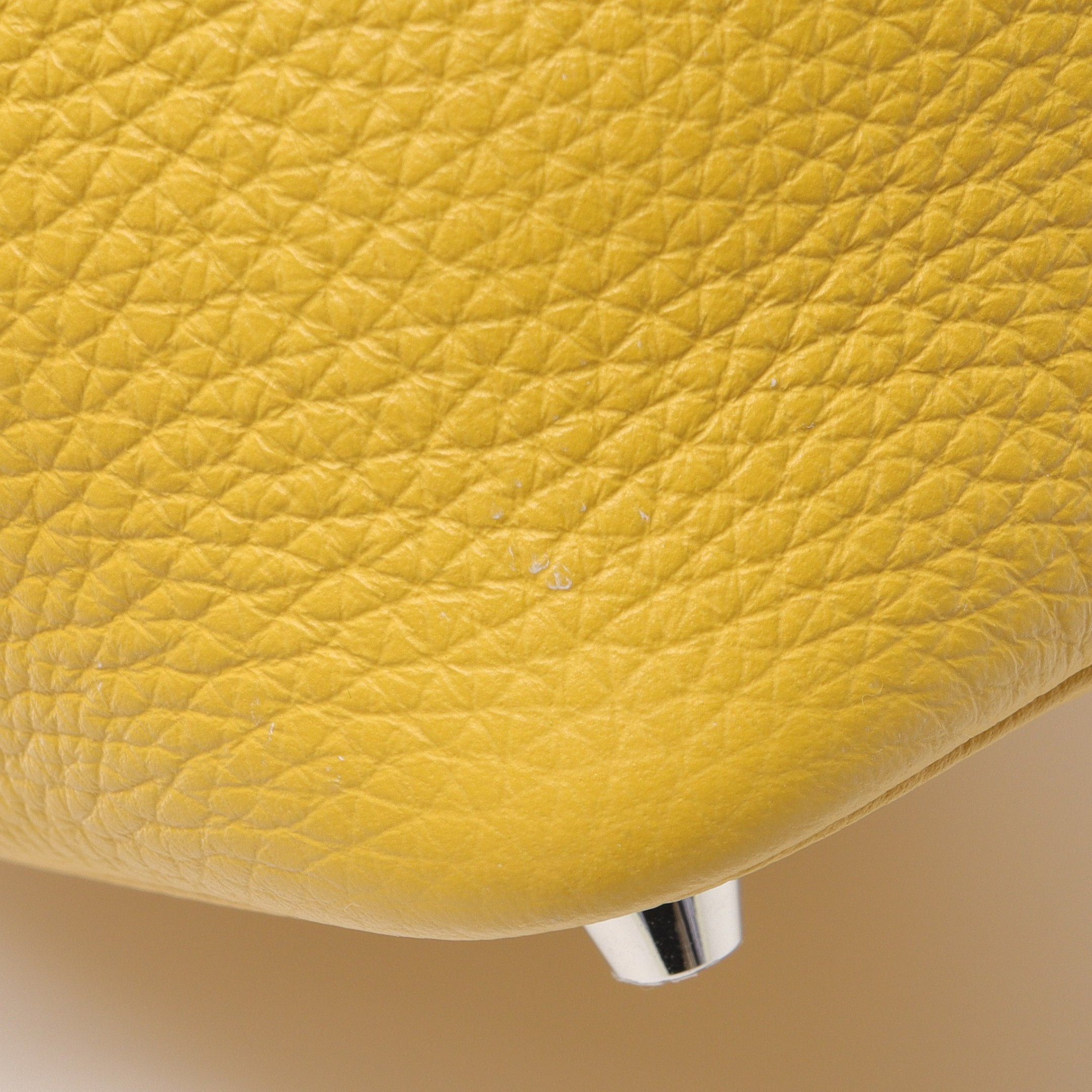 Hermes Hermes Picotan Lock Pm Sun Handbag Clemence Leather Yellow Silver Hardware Double Engraved Size ONE SIZE - 6 Thumbnail