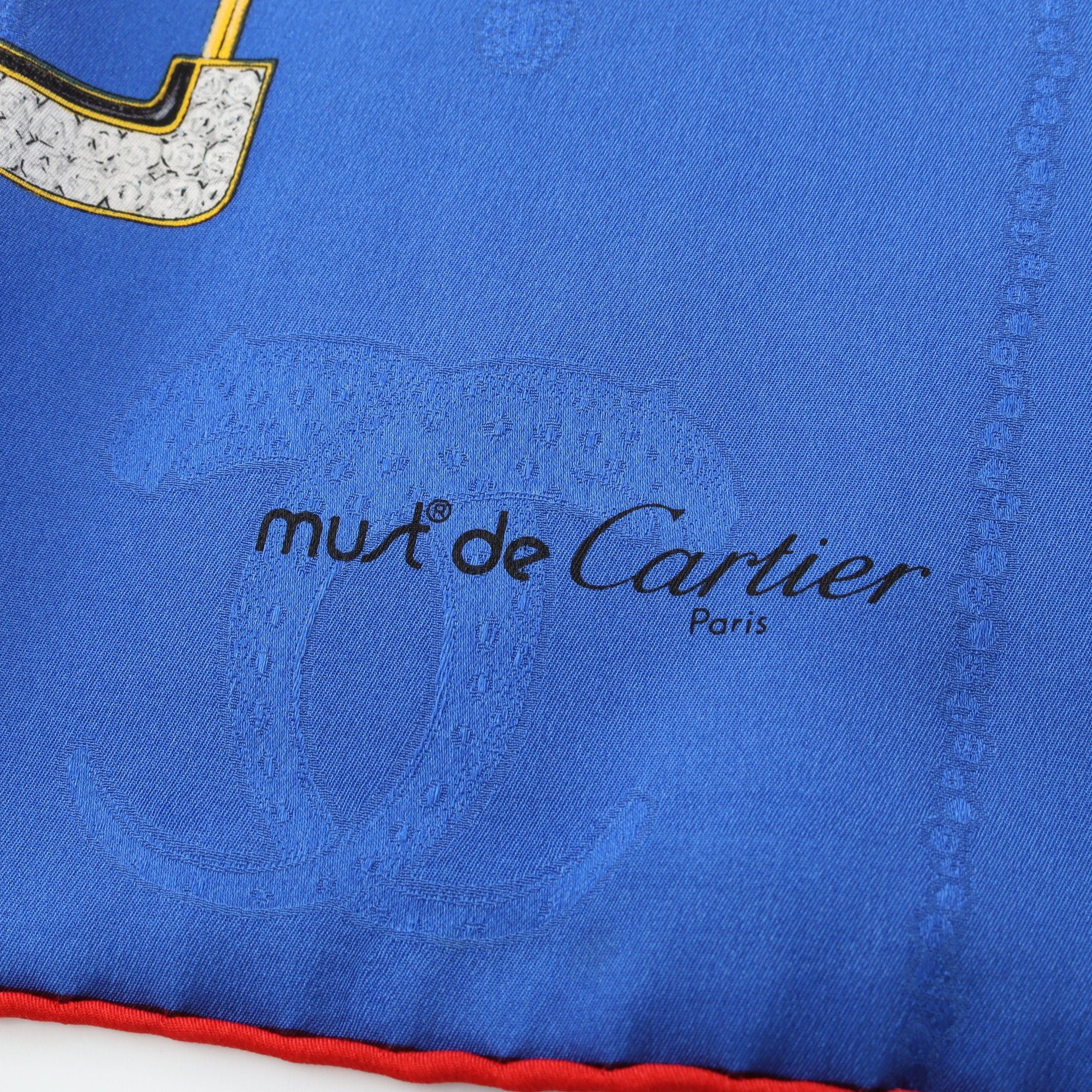 Cartier Cartier Mast De Cartier Scarf Silk Blue Red Multicolor Size ONE SIZE - 3 Thumbnail