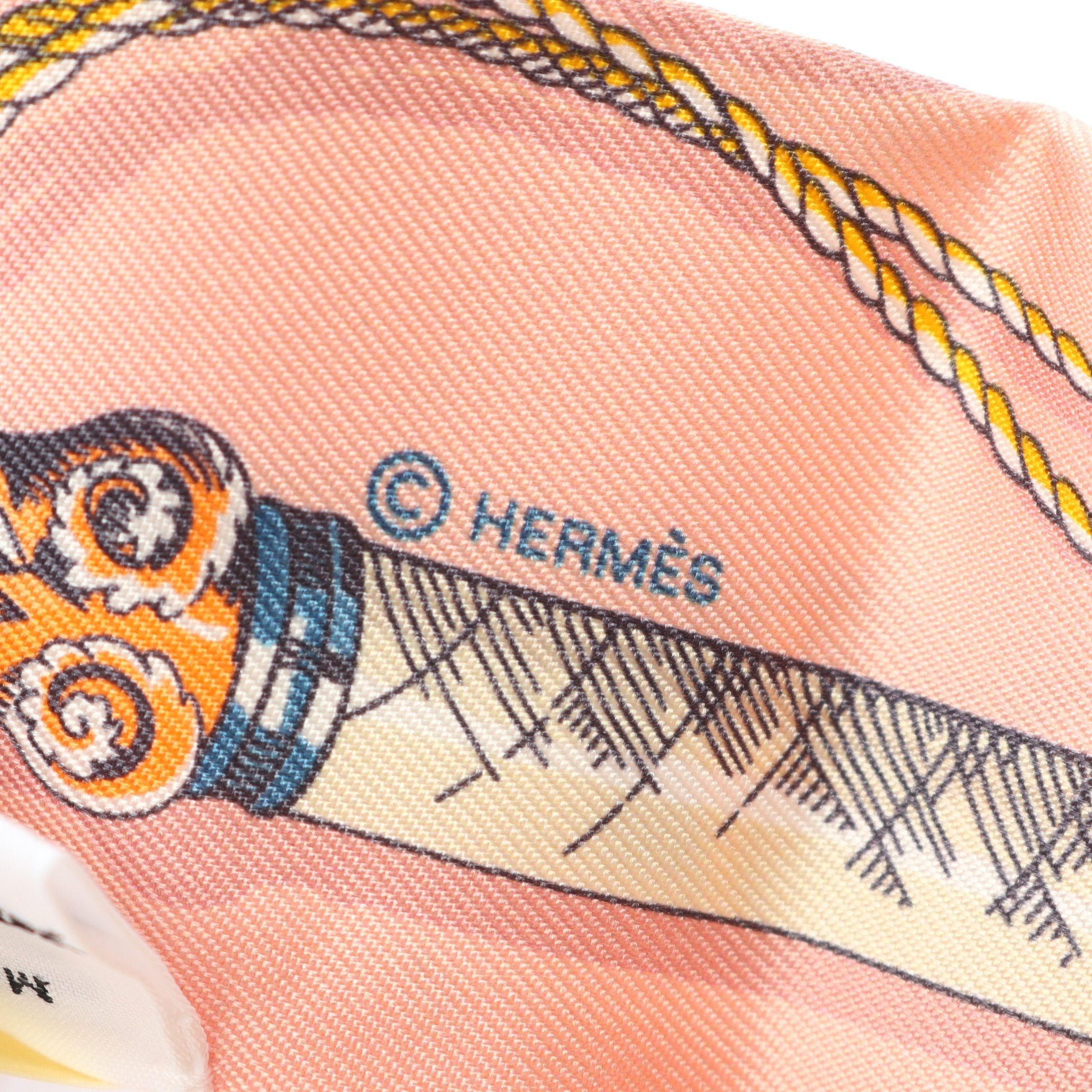 Hermes Hermes Twilly Caval Cades Ribbon Scarf Silk Pink Multicolor Size ONE SIZE - 3 Thumbnail