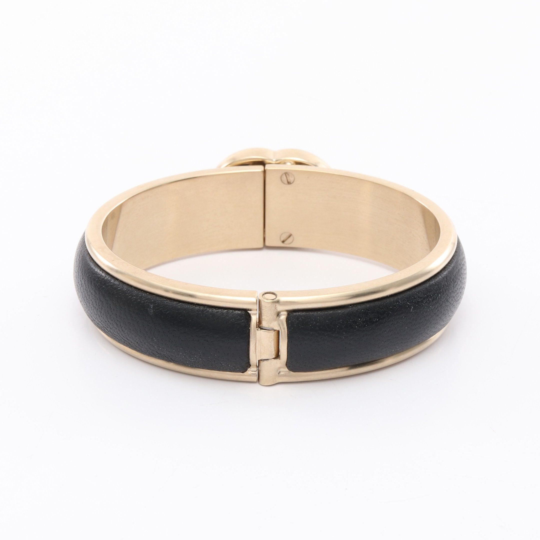 Chanel Chanel Coco Mark Bangle Gp Leather Gold Black B21S Size ONE SIZE - 2 Thumbnail
