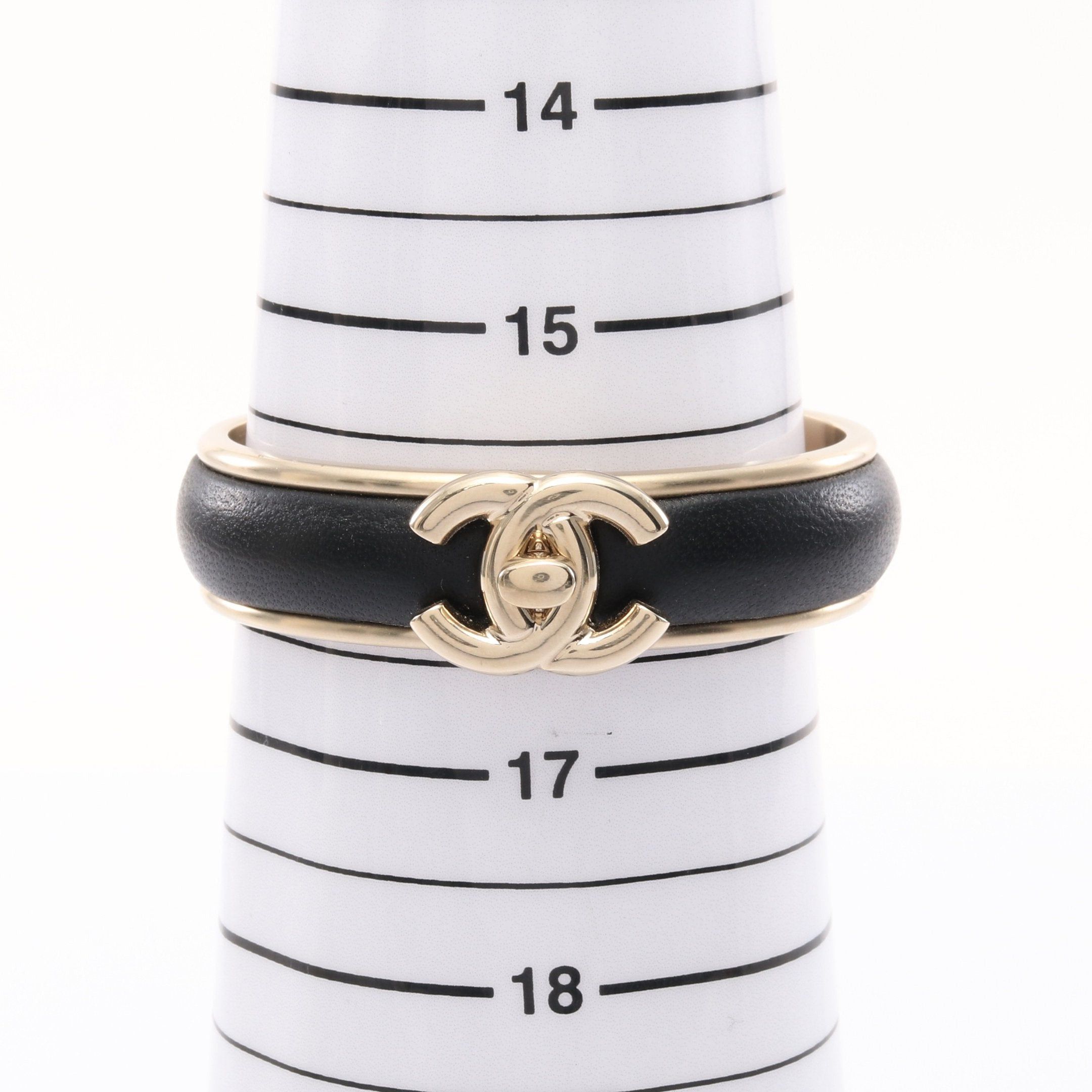 Chanel Chanel Coco Mark Bangle Gp Leather Gold Black B21S Size ONE SIZE - 5 Thumbnail