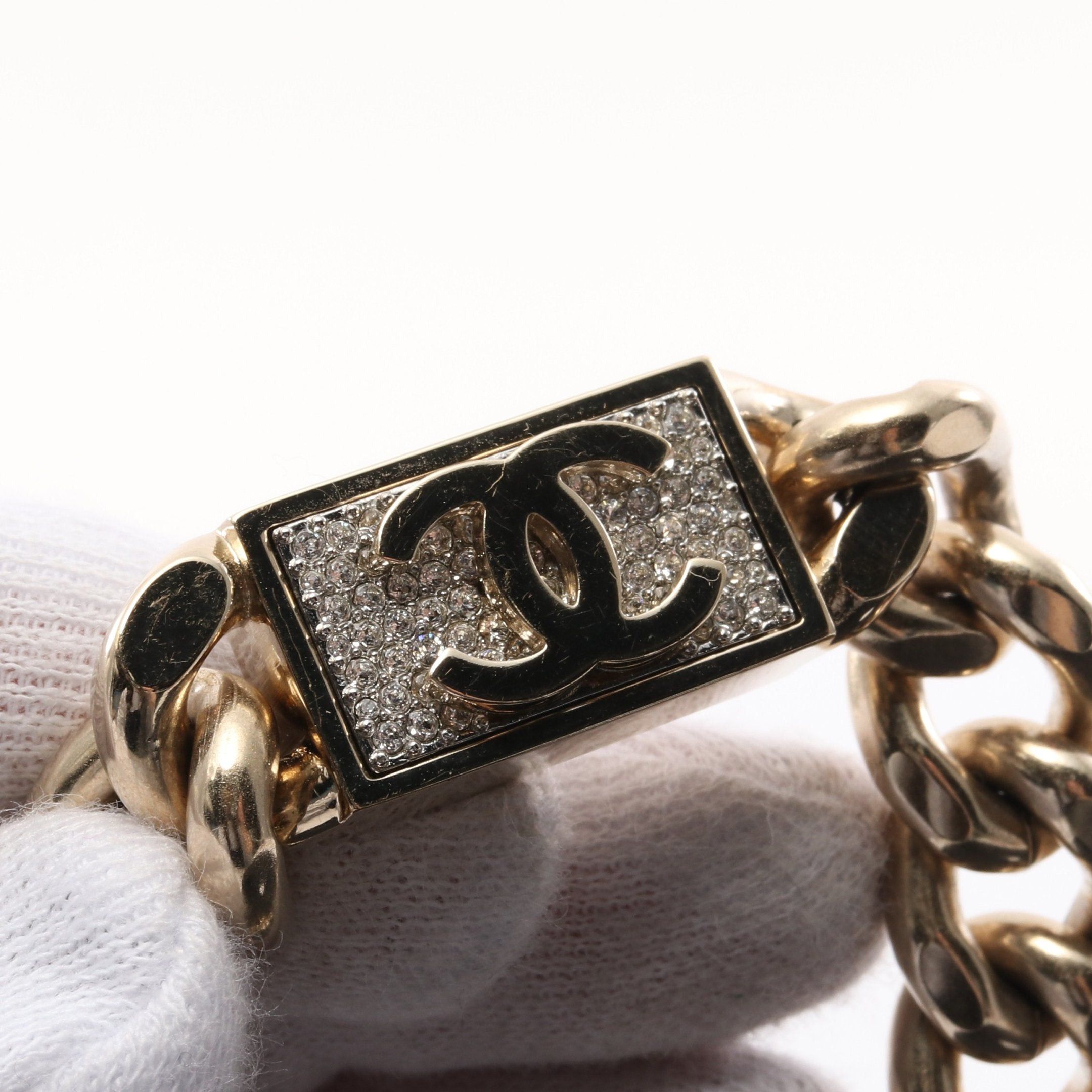 Chanel Chanel Coco Mark Bracelet Gold Rhinestone Clear B21C Size ONE SIZE - 7 Thumbnail