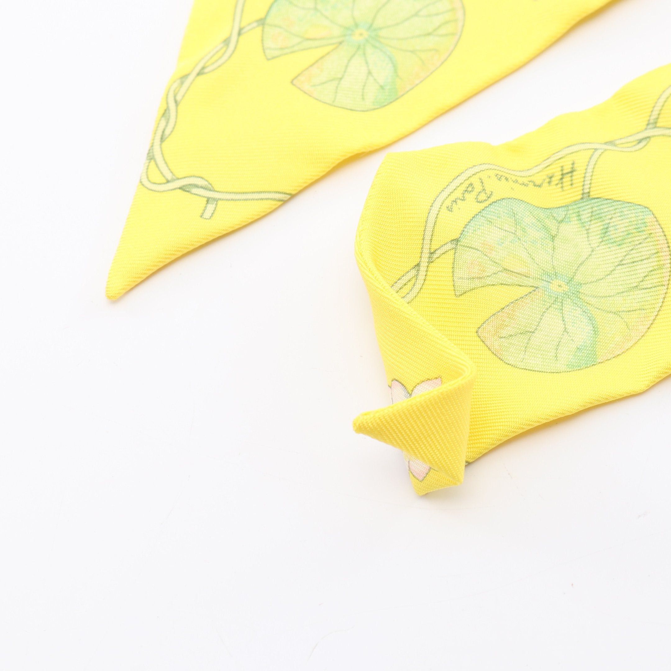 Hermes Hermes Twilly Jardin Sur Le Nil Ribbon Scarf Silk Yellow Multicolor Size ONE SIZE - 4 Thumbnail