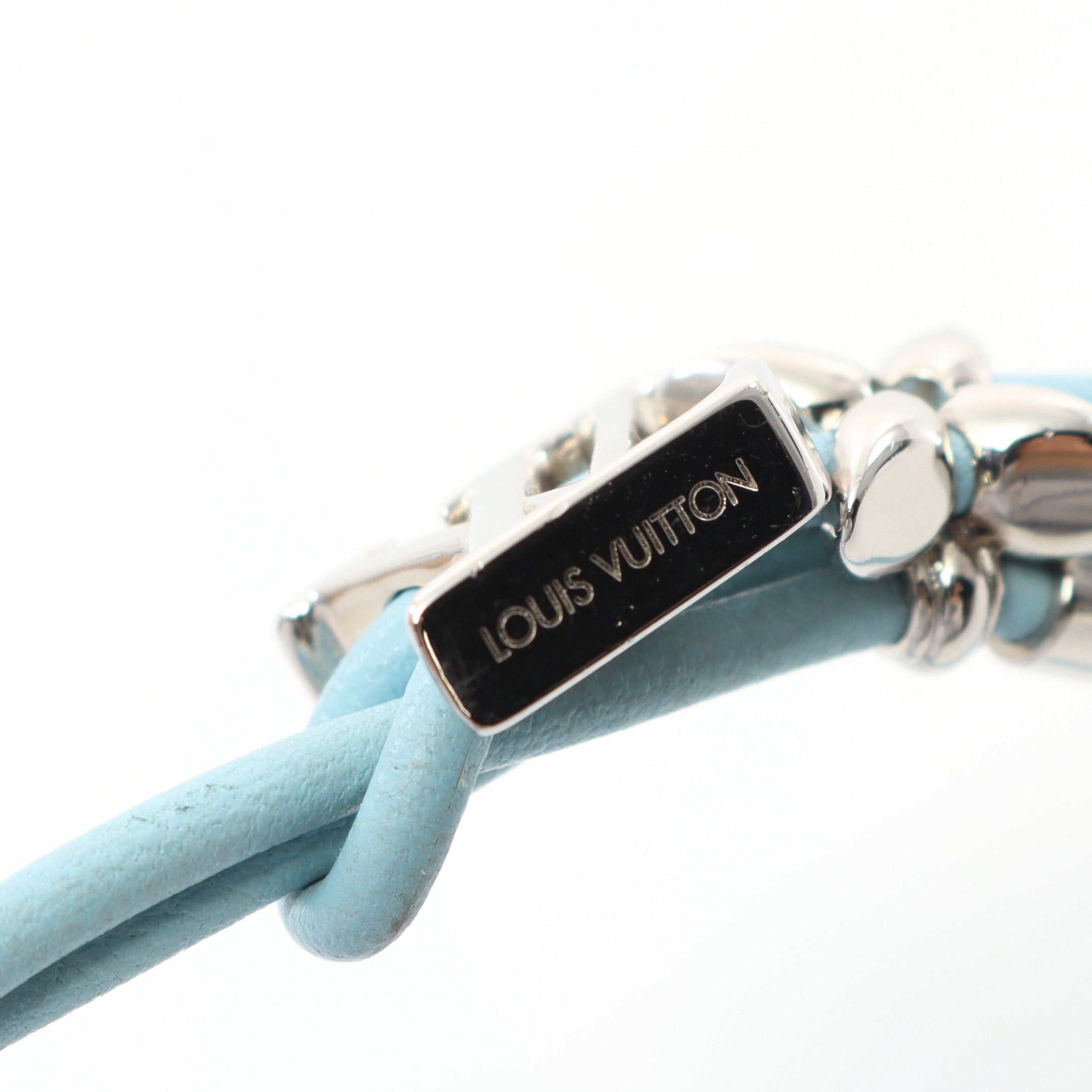 Louis Vuitton Louis Vuitton Lv Bloom Bracelet Leather Light Blue Silver Size ONE SIZE - 4 Thumbnail