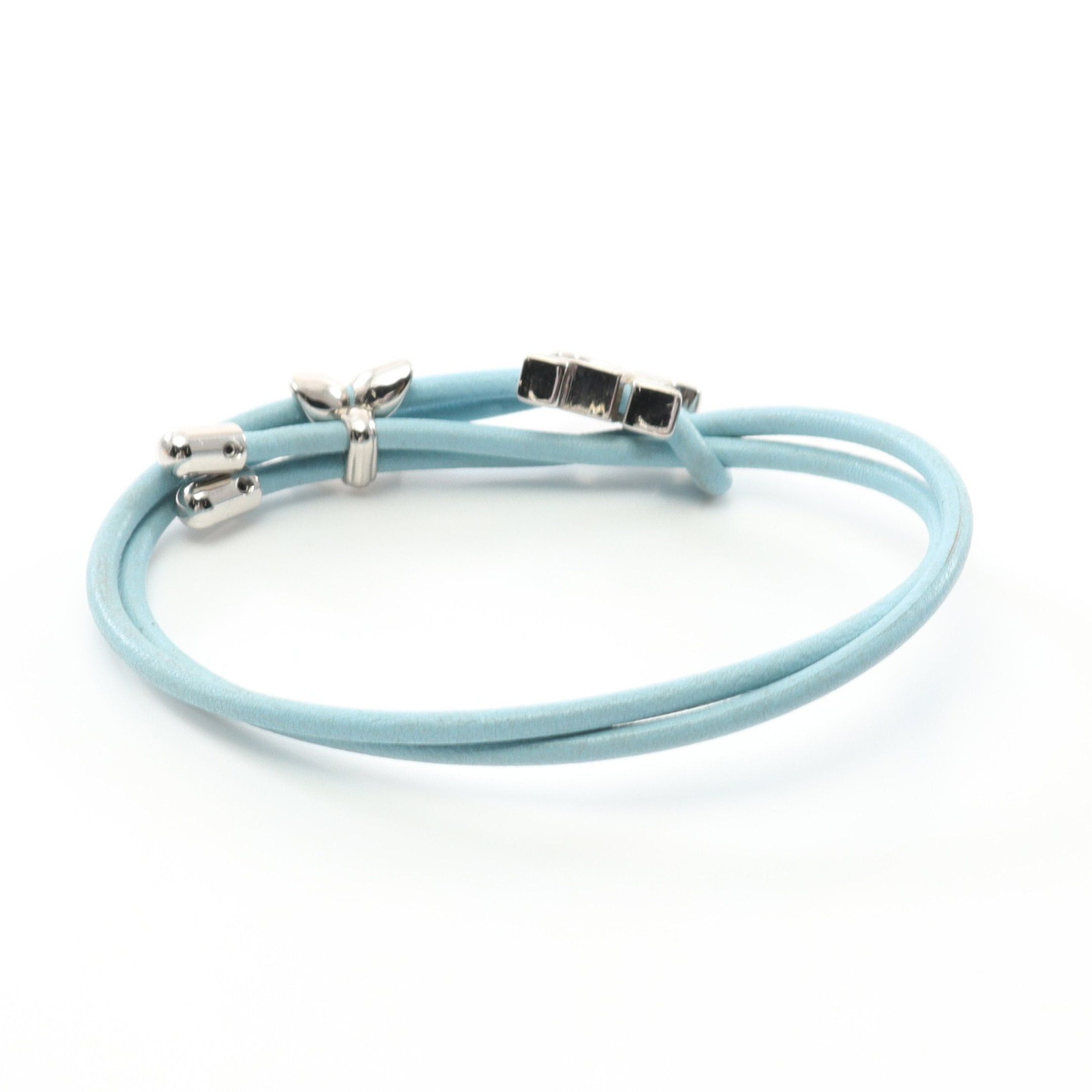 Louis Vuitton Louis Vuitton Lv Bloom Bracelet Leather Light Blue Silver Size ONE SIZE - 2 Thumbnail