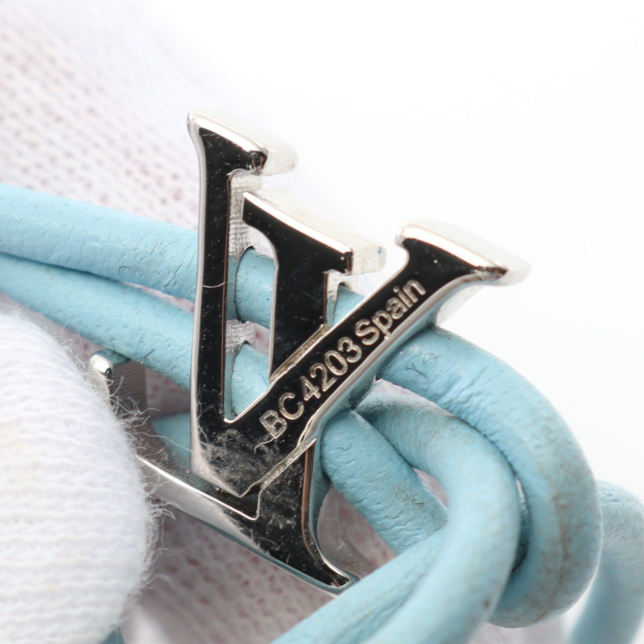 Louis Vuitton Louis Vuitton Lv Bloom Bracelet Leather Light Blue Silver Size ONE SIZE - 5 Thumbnail