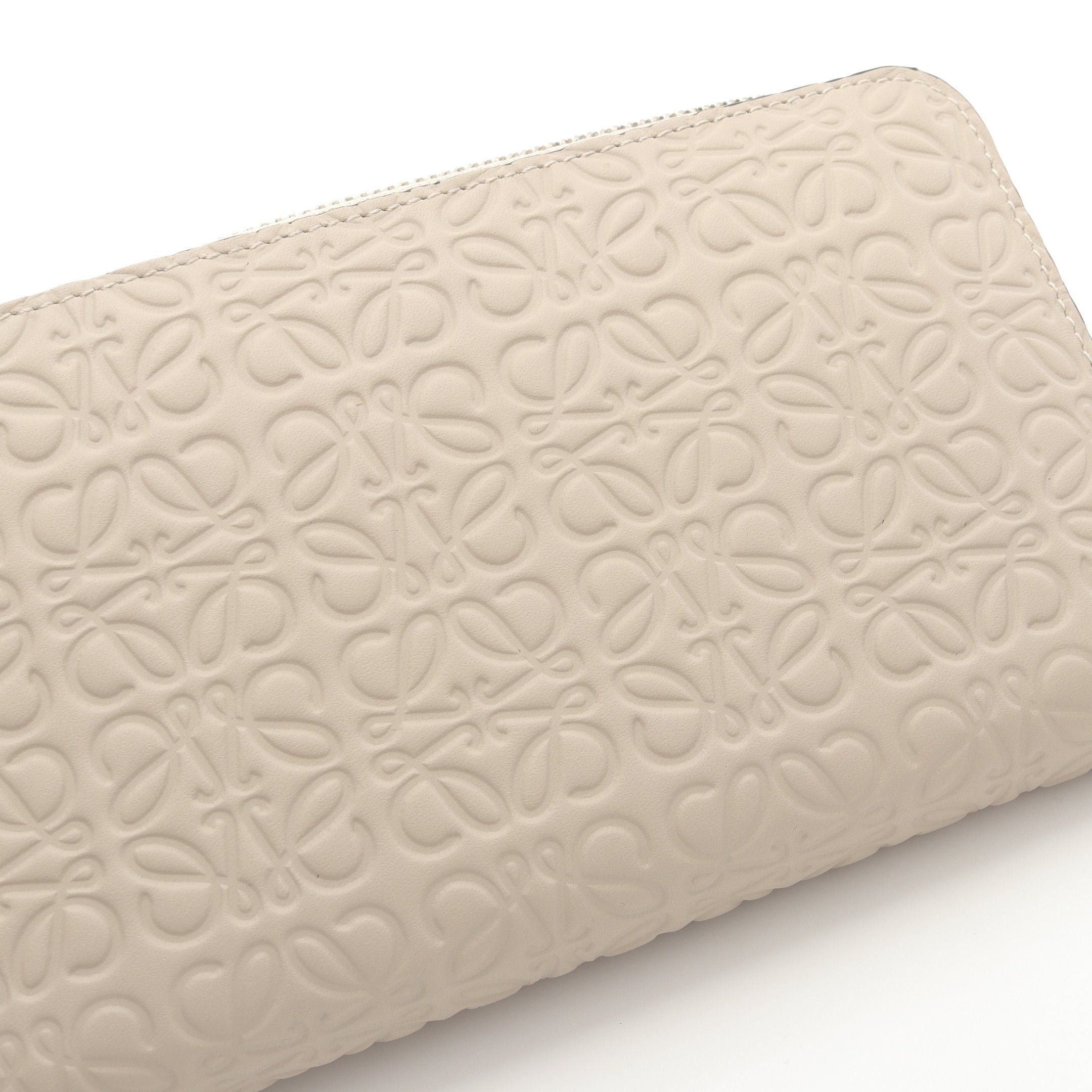 Loewe Loewe Repeat Anagram Round Zipper Long Wallet Leather Beige Size ONE SIZE - 8 Thumbnail