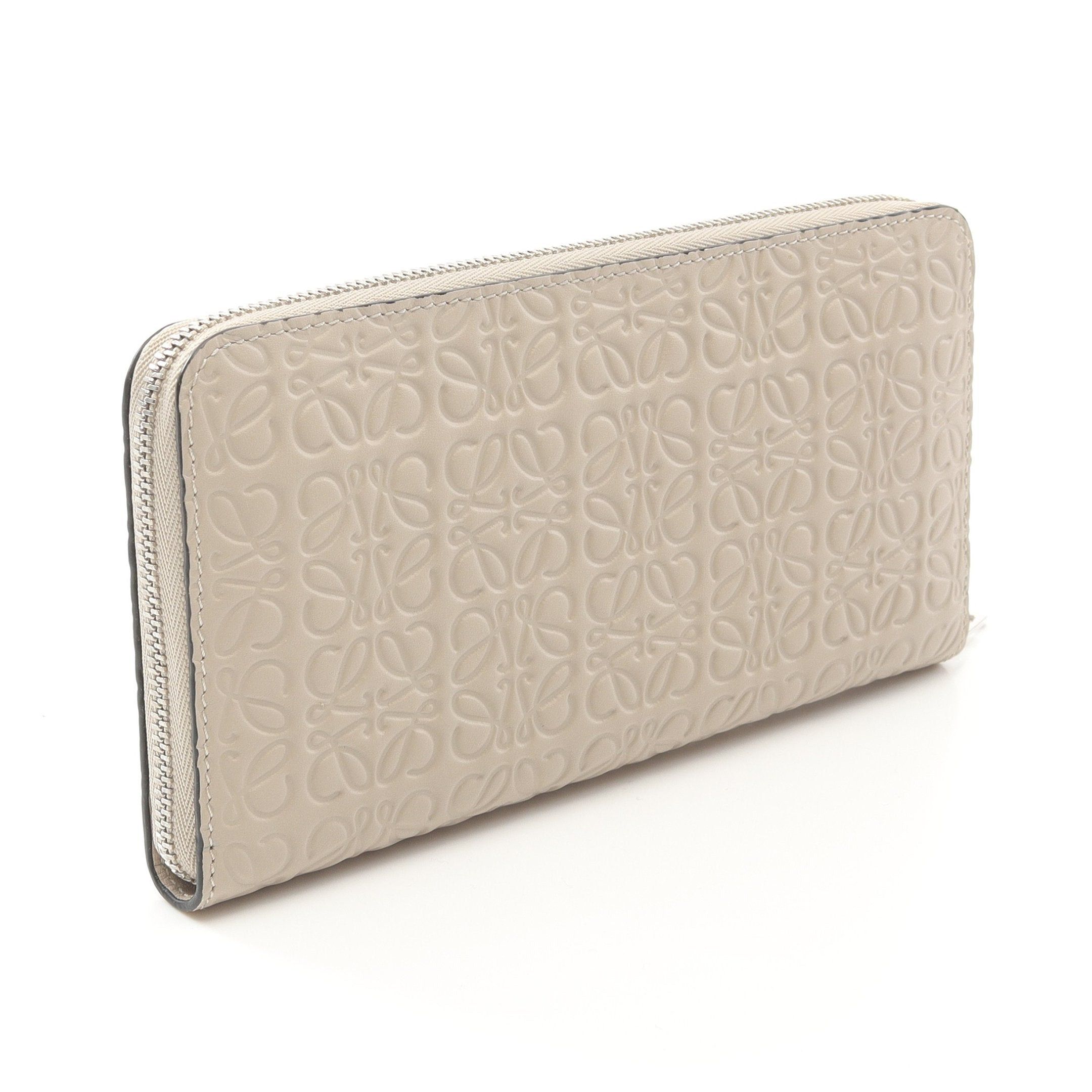 Loewe Loewe Repeat Anagram Round Zipper Long Wallet Leather Beige Size ONE SIZE - 2 Thumbnail