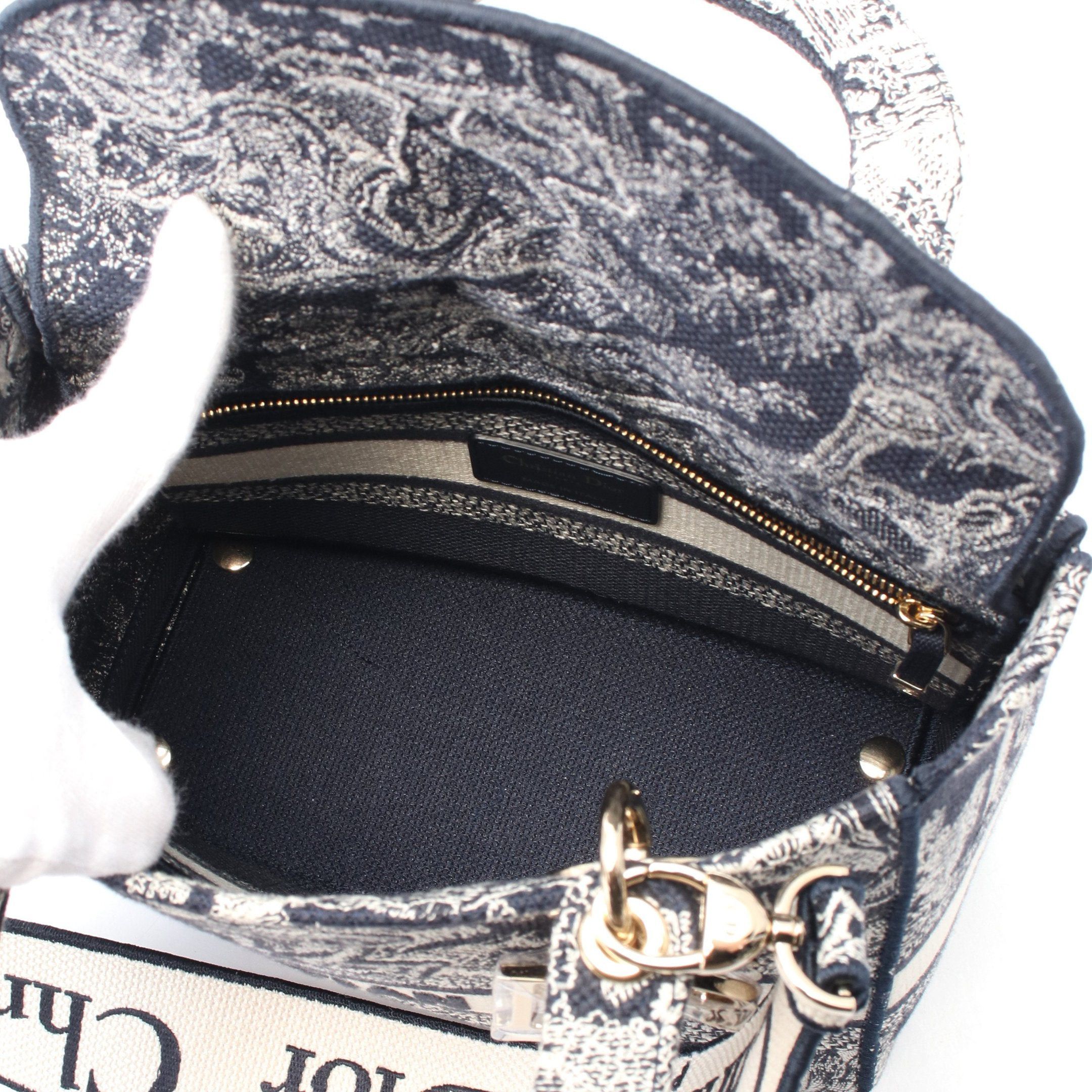 Dior Dior Lady Medium Handbag Canvas Navy Off White Size ONE SIZE - 3 Thumbnail