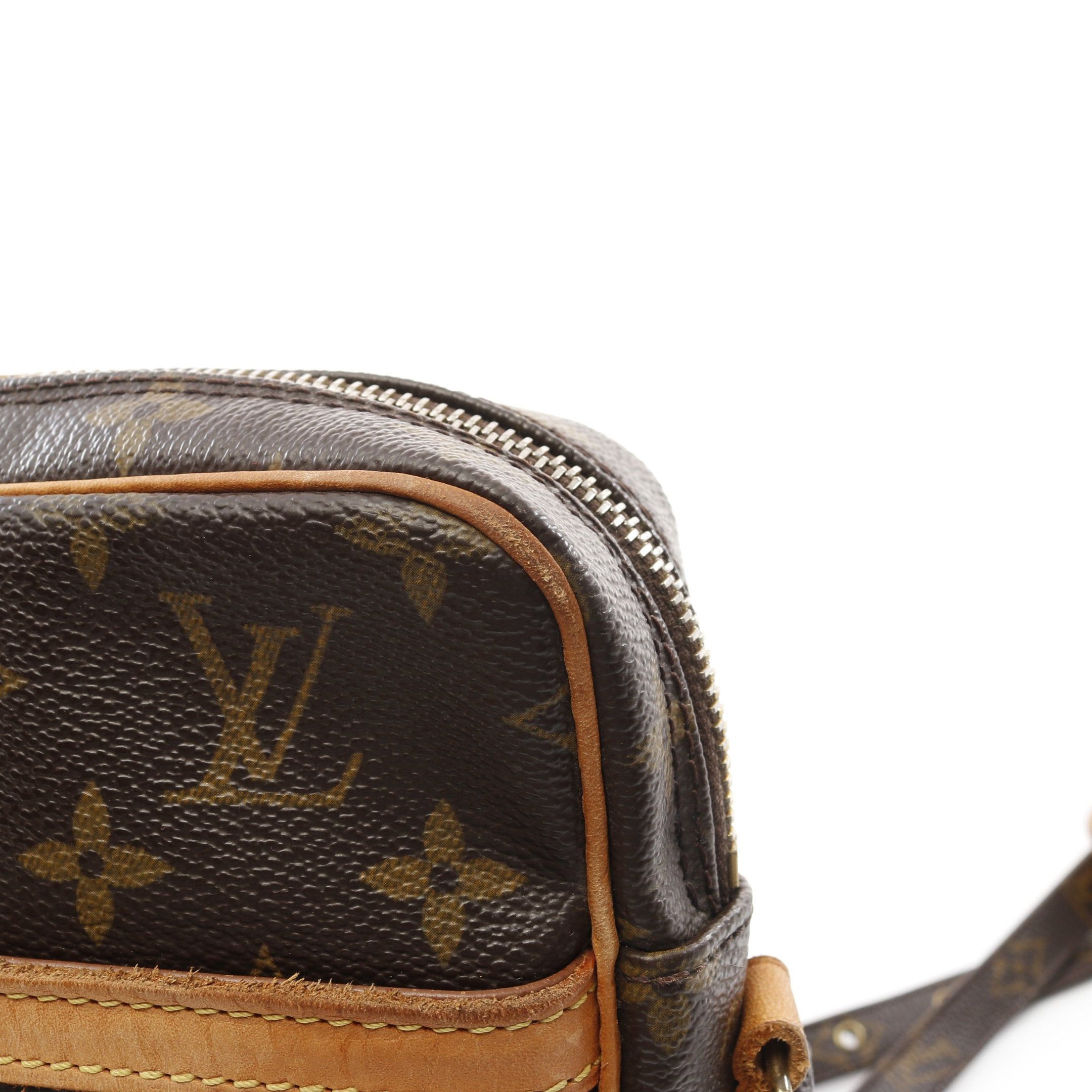 Louis Vuitton Danube Monogram Shoulder Bag Leather Brown