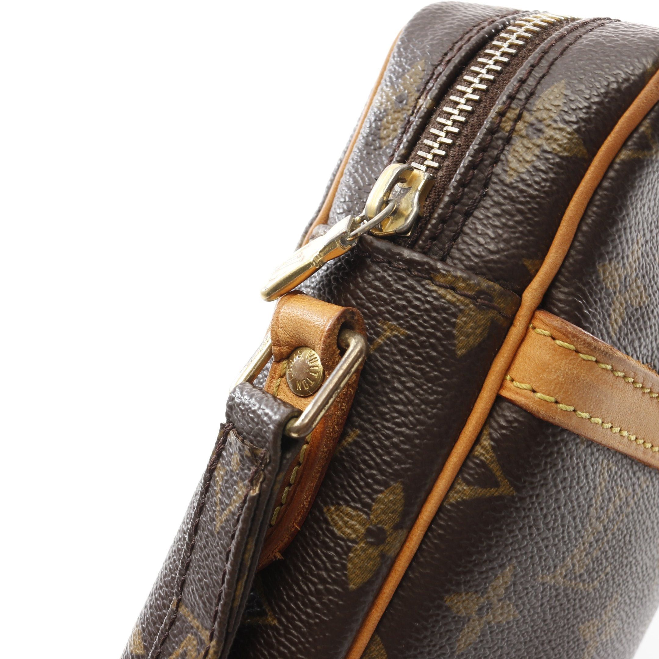Louis Vuitton Danube Monogram Shoulder Bag Leather Brown